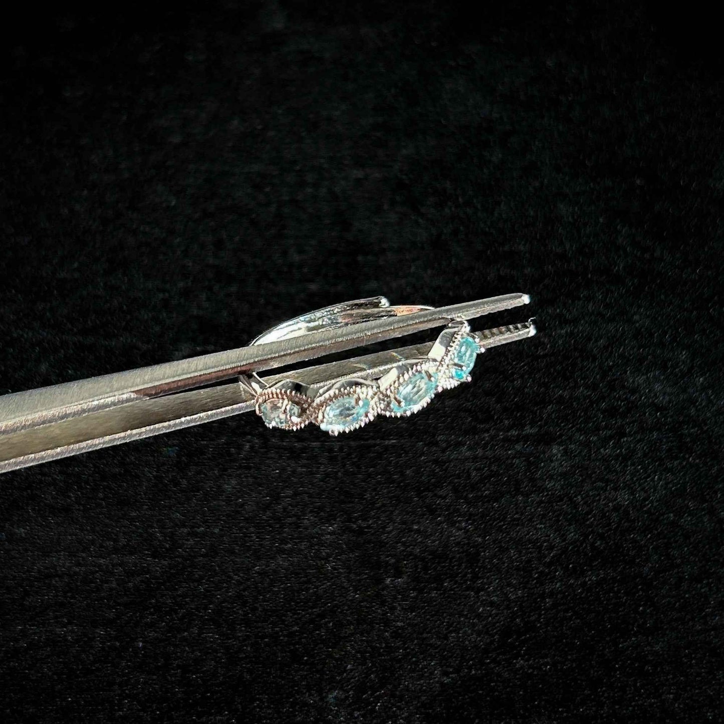 Apatite Adjustable Silver Ring with Zircon