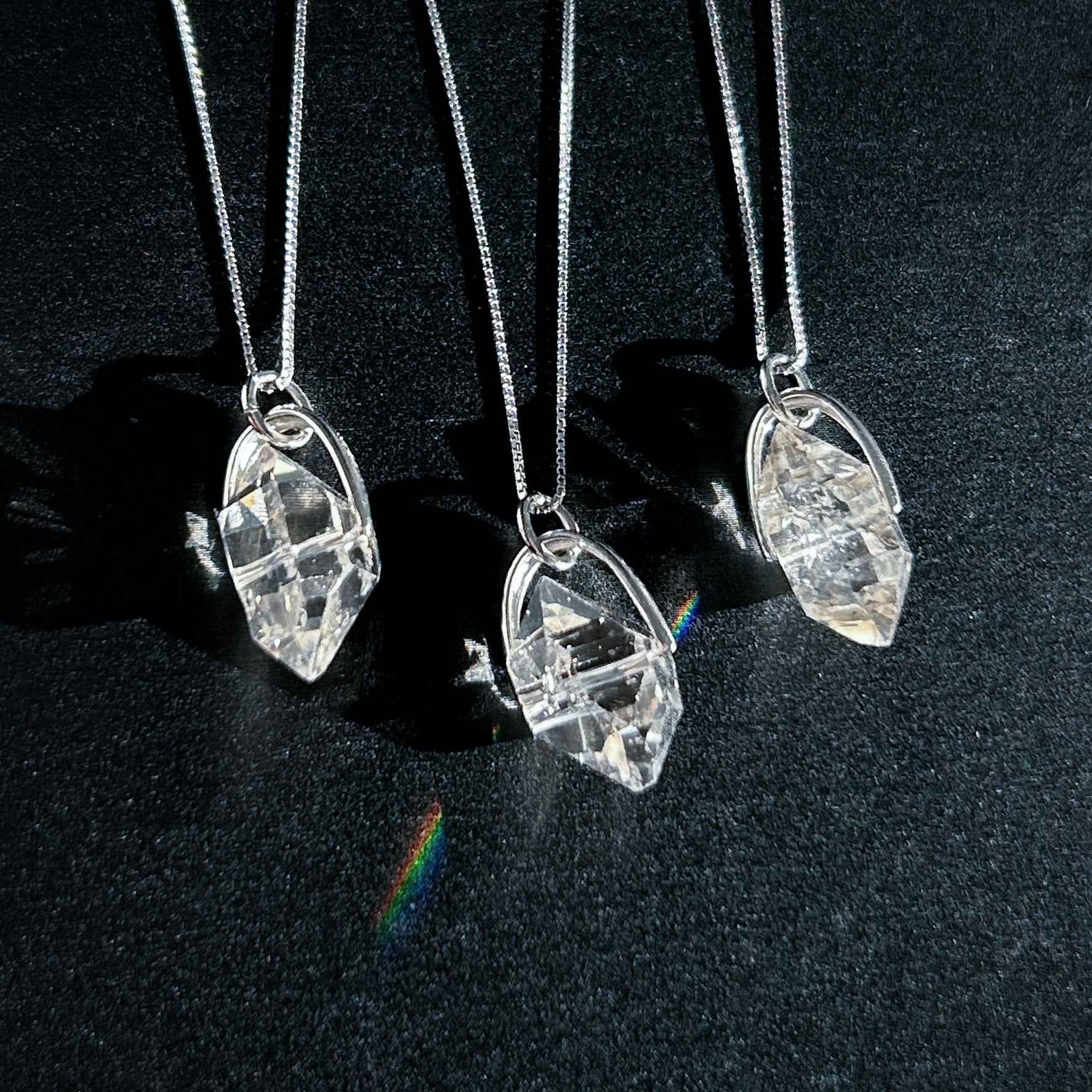 Rare Natural Faceted Herkimer Diamond 925 Sterling Silver Pendant (chain excluded)