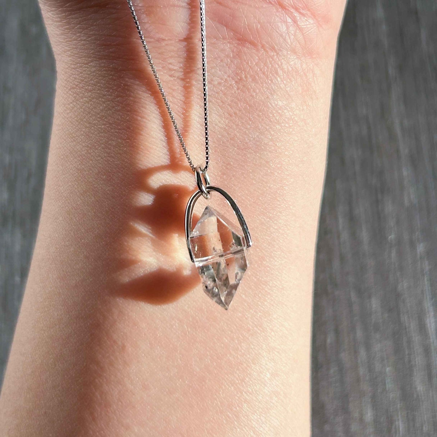 Rare Natural Faceted Herkimer Diamond 925 Sterling Silver Pendant (chain excluded)