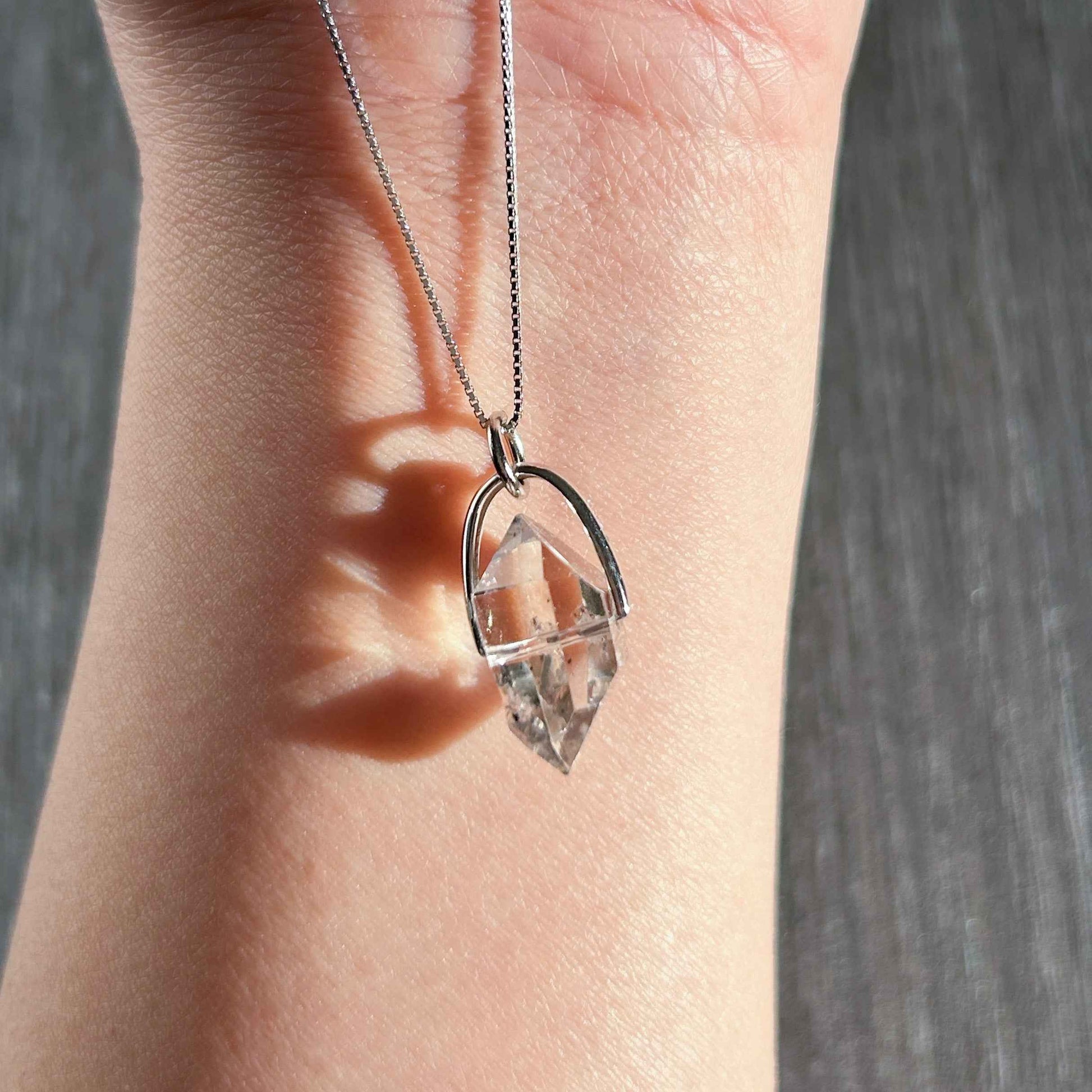 Rare Natural Faceted Herkimer Diamond 925 Sterling Silver Pendant (chain excluded)