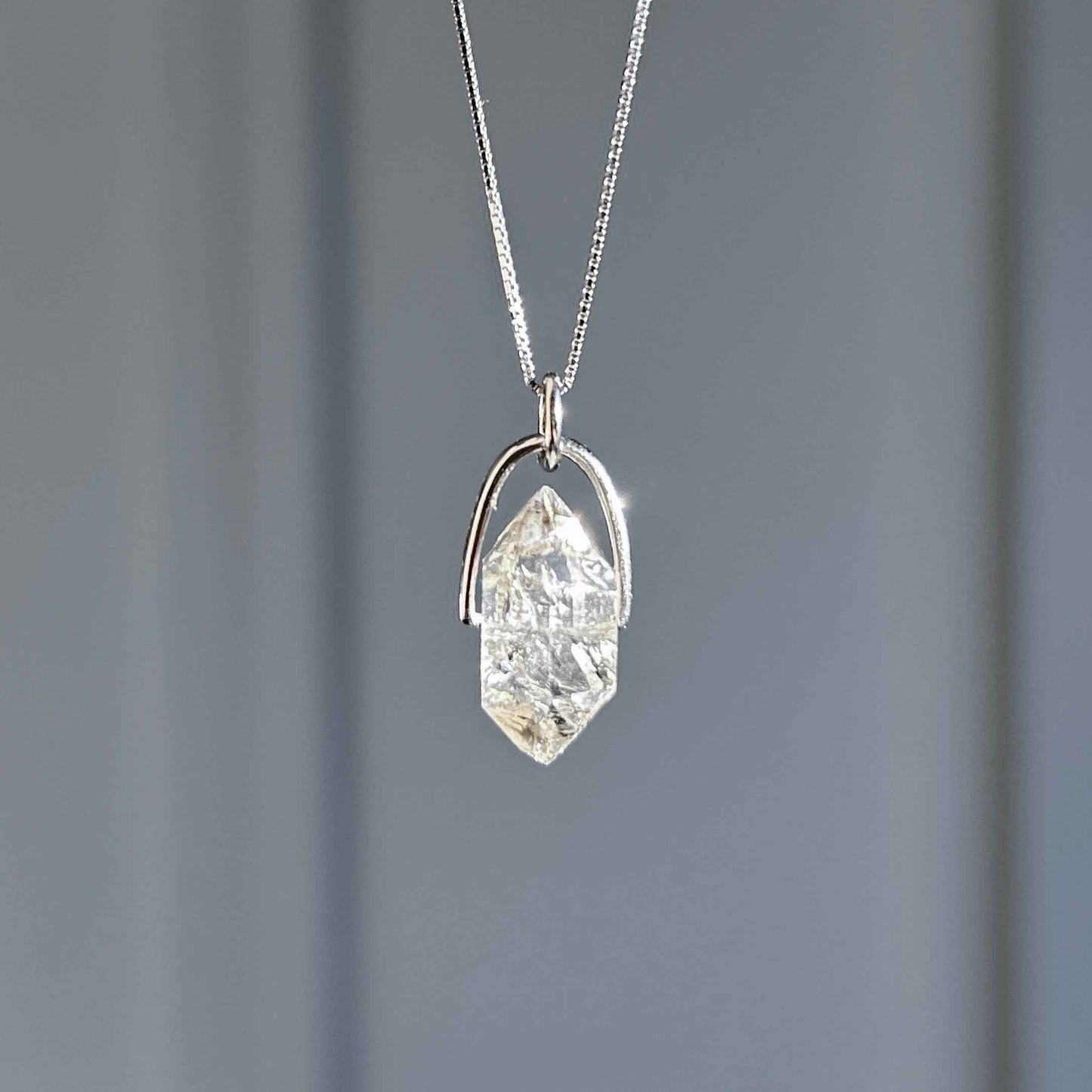 Rare Natural Faceted Herkimer Diamond 925 Sterling Silver Pendant (chain excluded)