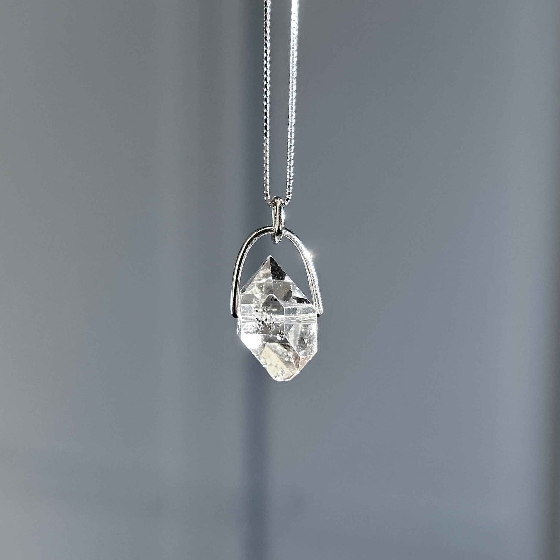 Rare Natural Faceted Herkimer Diamond 925 Sterling Silver Pendant (chain excluded)