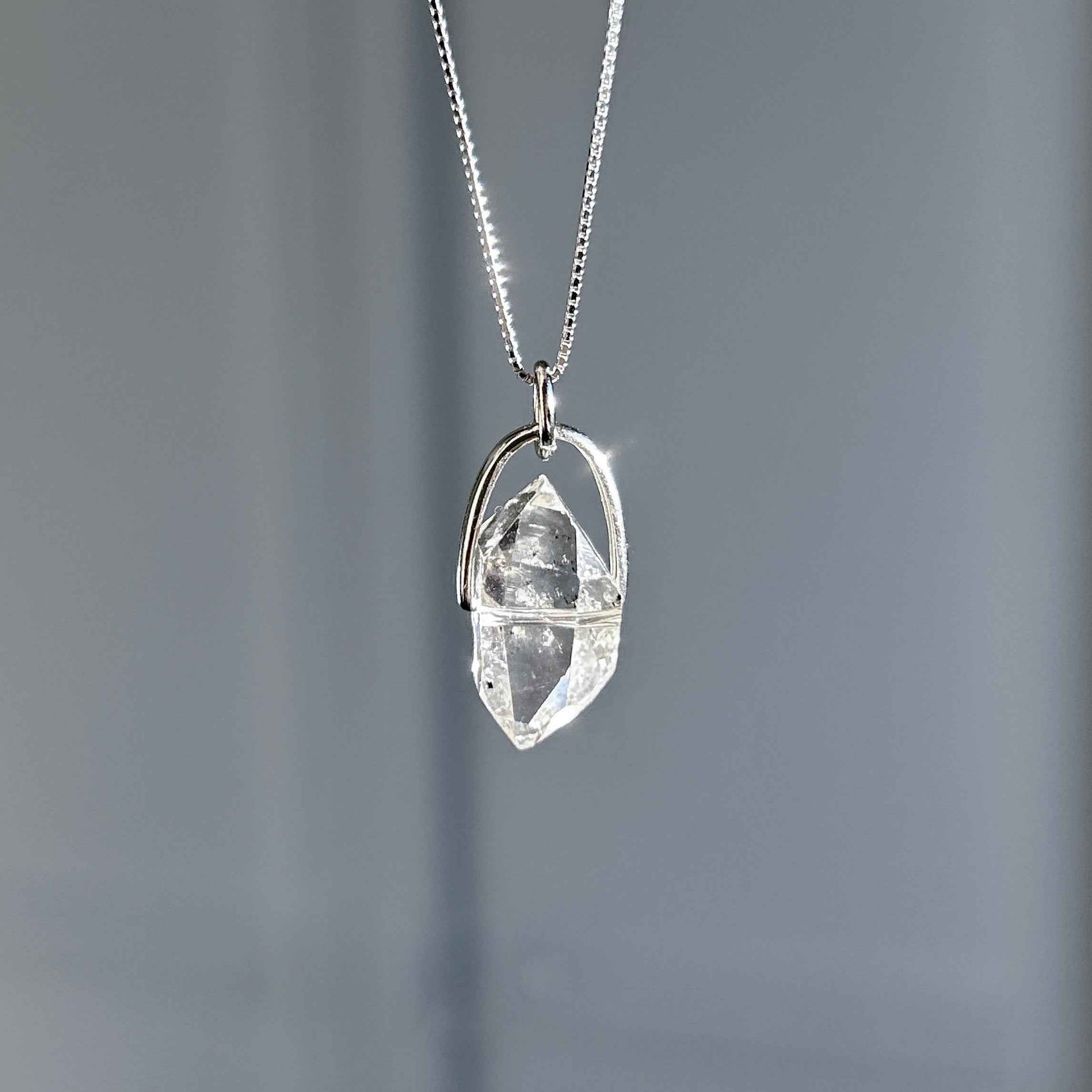 Rare Natural Faceted Herkimer Diamond 925 Sterling Silver Pendant (chain excluded)