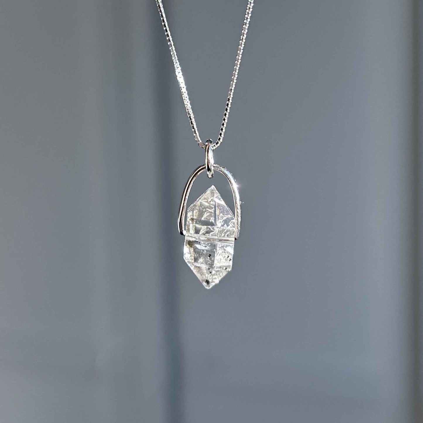 Rare Natural Faceted Herkimer Diamond 925 Sterling Silver Pendant (chain excluded)