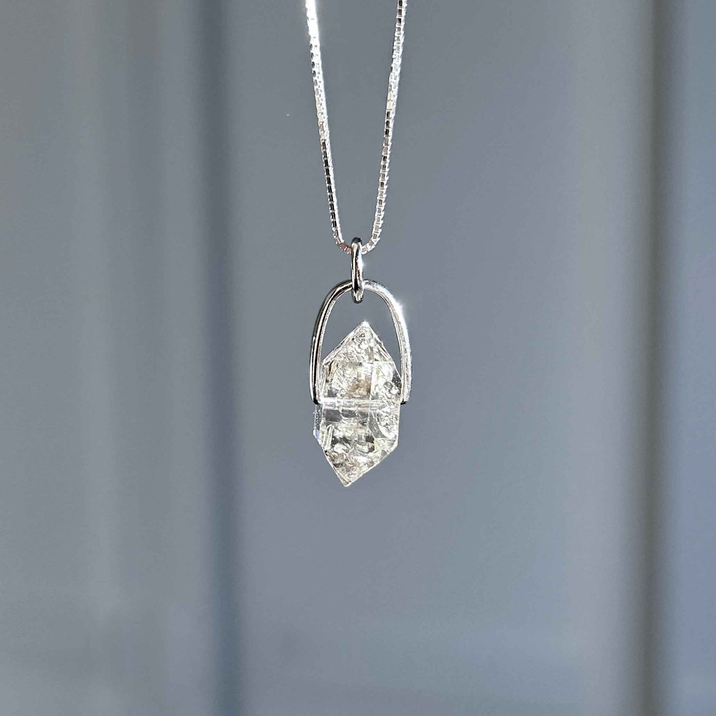 Rare Natural Faceted Herkimer Diamond 925 Sterling Silver Pendant (chain excluded)