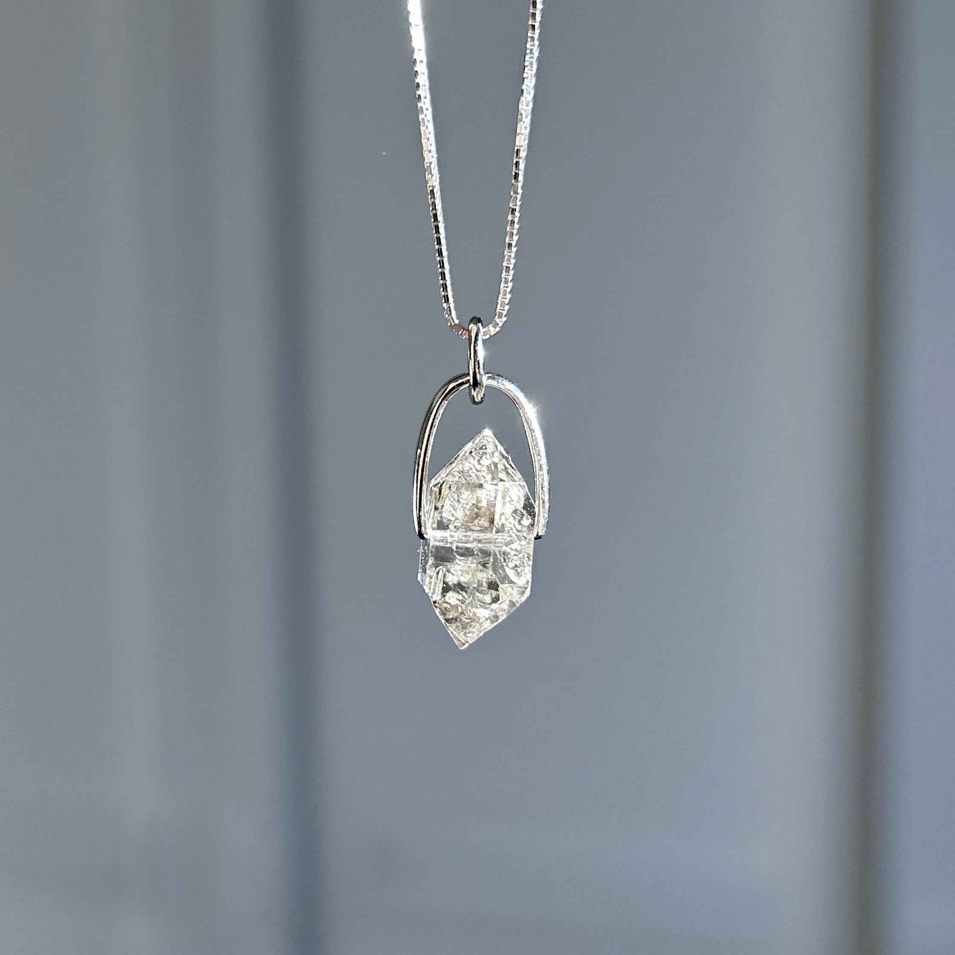 Rare Natural Faceted Herkimer Diamond 925 Sterling Silver Pendant (chain excluded)