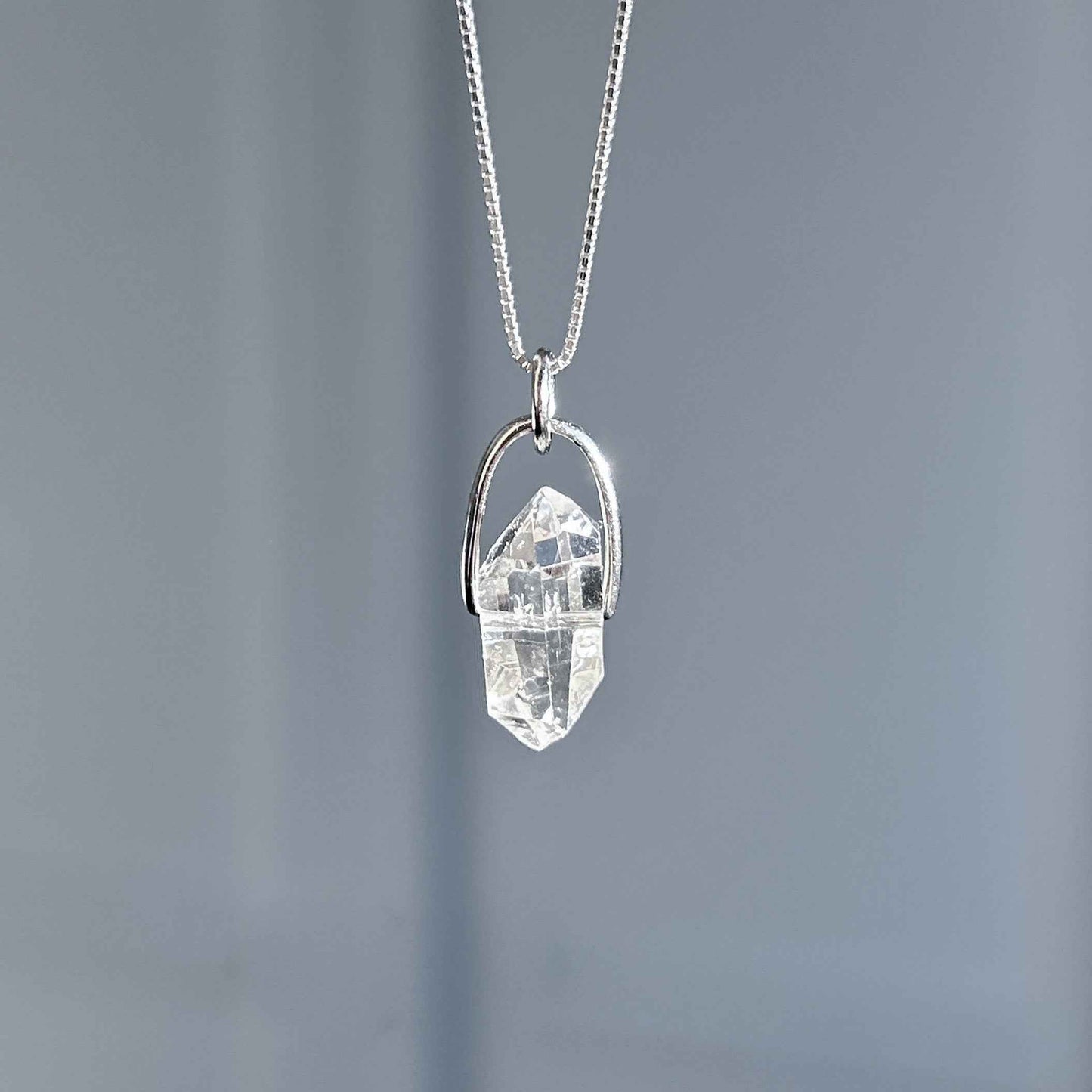 Rare Natural Faceted Herkimer Diamond 925 Sterling Silver Pendant (chain excluded)