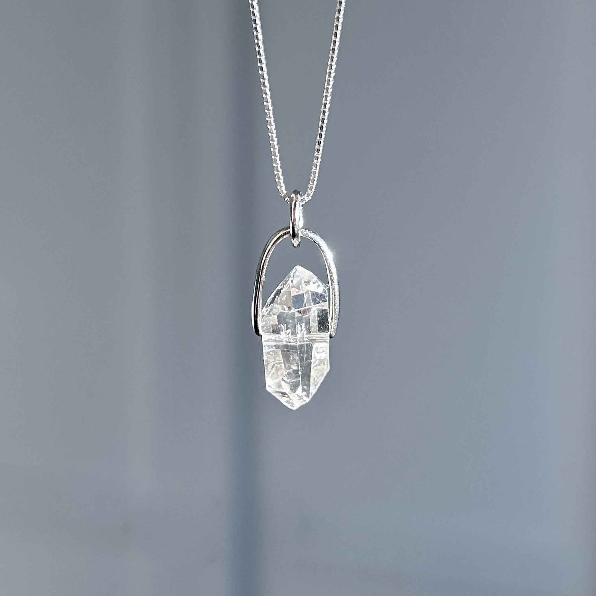 Rare Natural Faceted Herkimer Diamond 925 Sterling Silver Pendant (chain excluded)