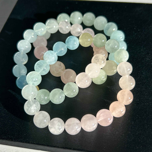 Rainbow Morganite Beaded Bracelet in 10 to 11MM