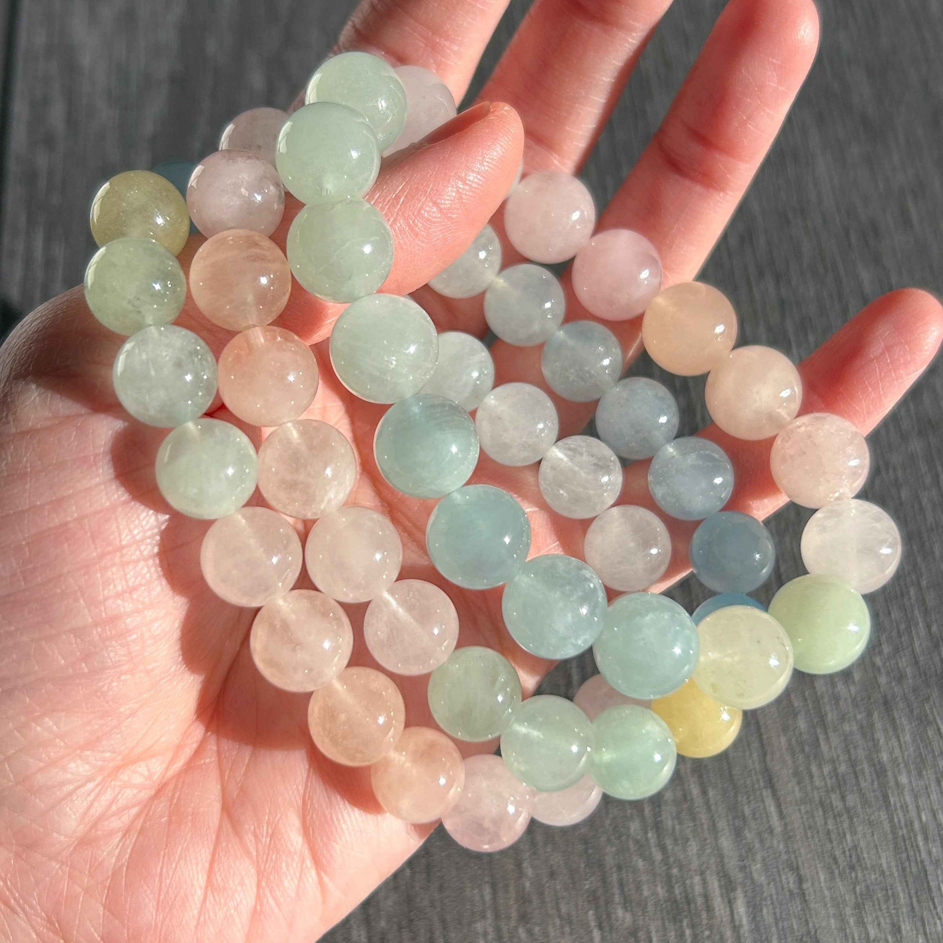 Rainbow Morganite Beaded Bracelet in 10 to 11MM