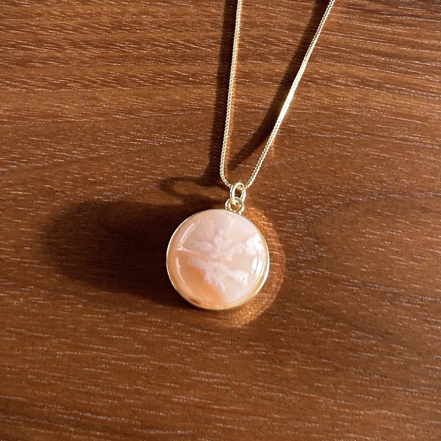 Natural Sakura Agate 14k Gold Pendant (chain excluded) - Crystal Moment