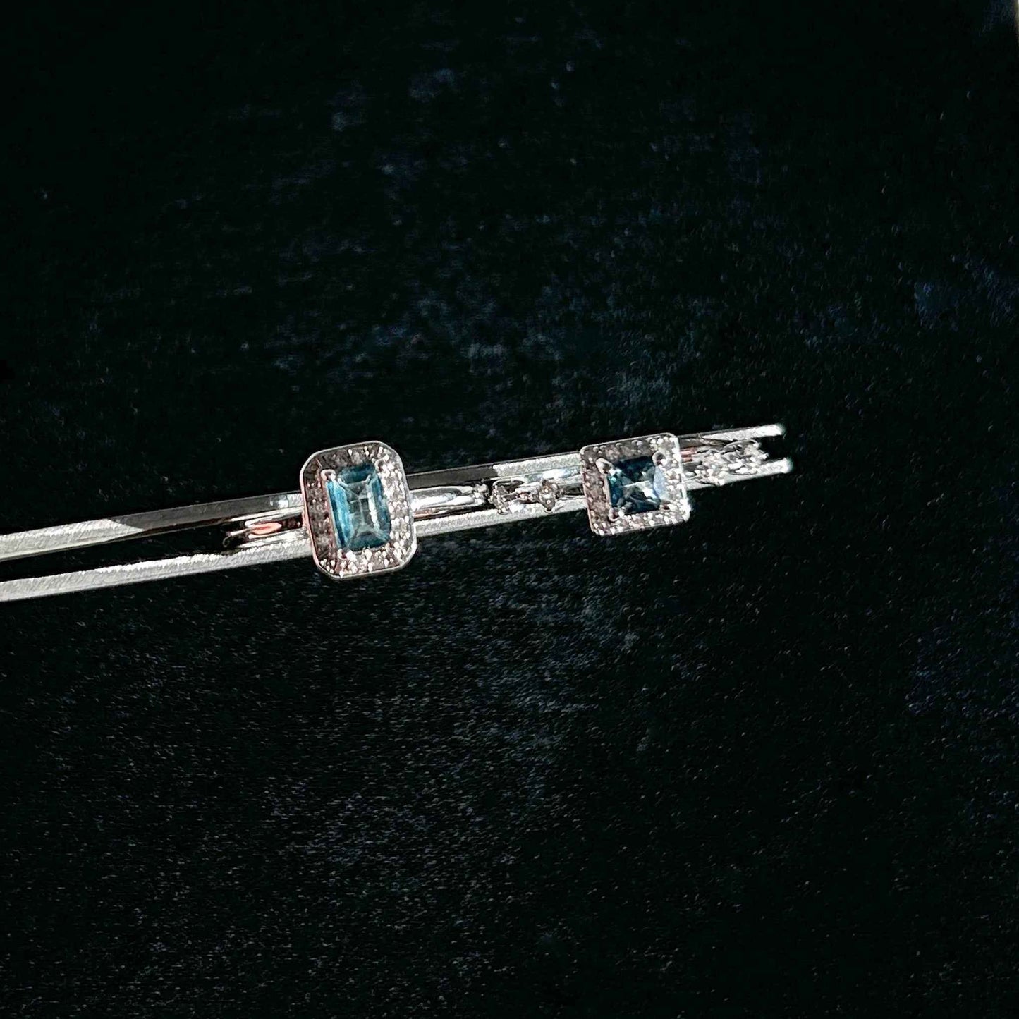 Topaz London Blue Adjustable Silver Ring with Zircon