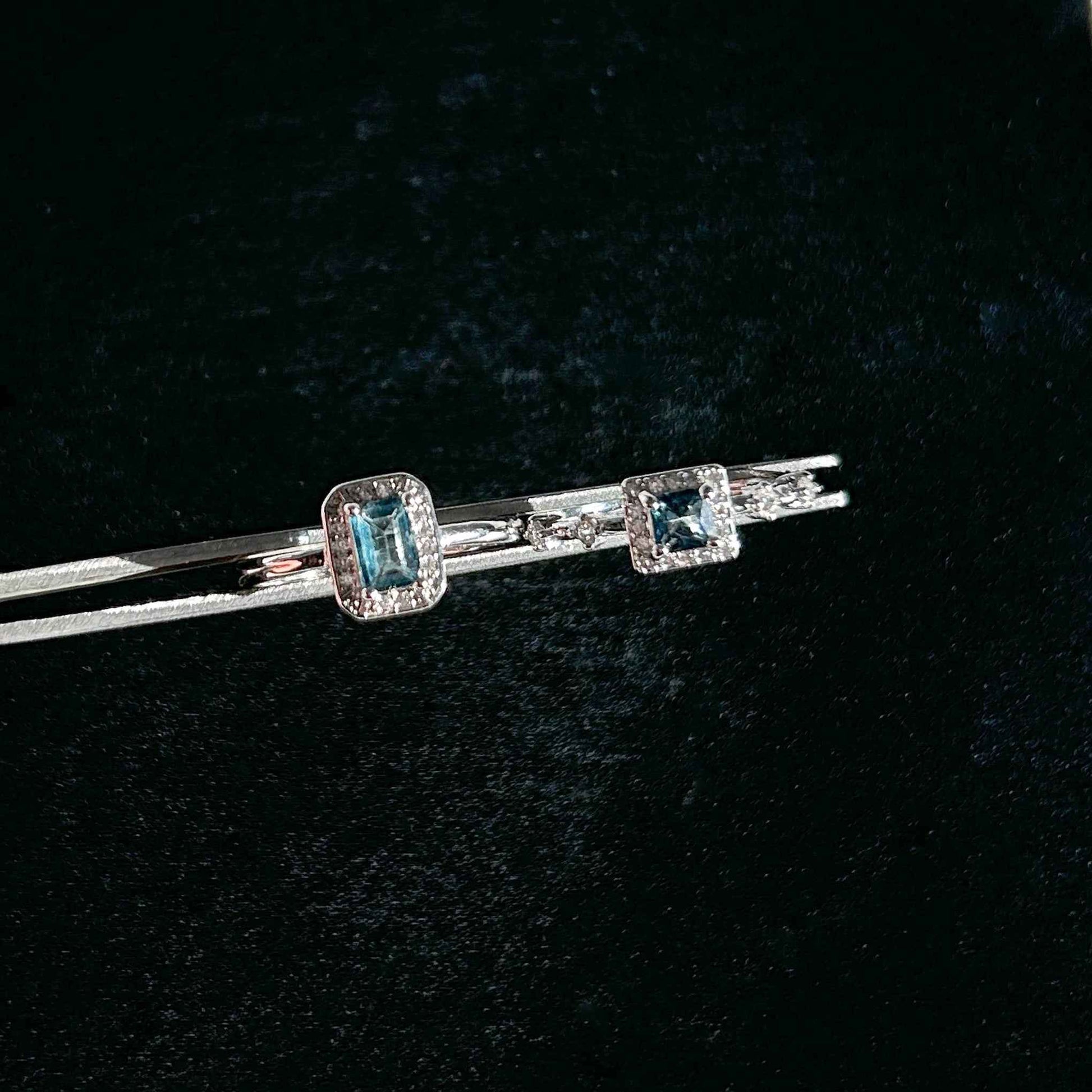 Topaz London Blue Adjustable Silver Ring with Zircon