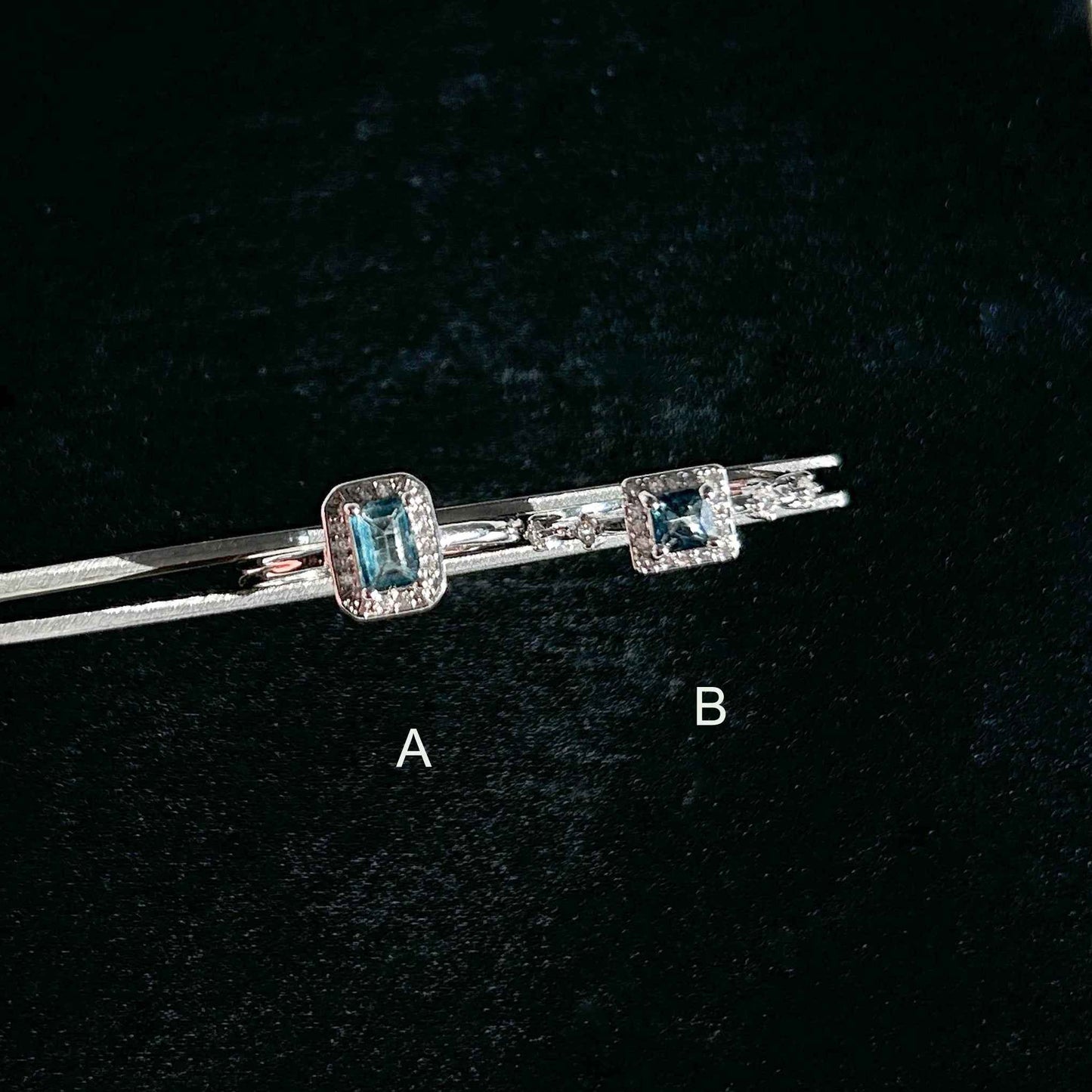 Topaz London Blue Adjustable Silver Ring with Zircon