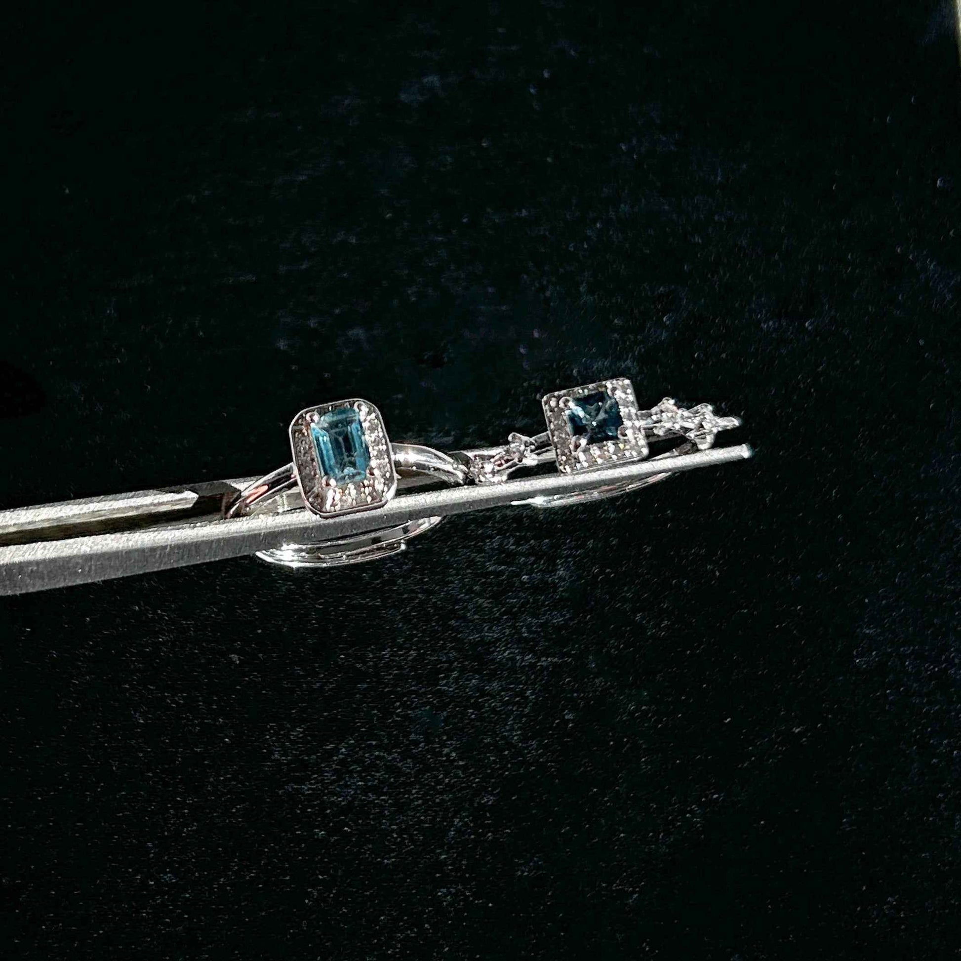 Topaz London Blue Adjustable Silver Ring with Zircon