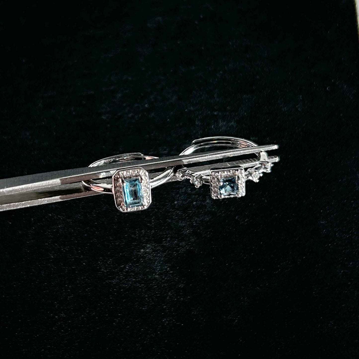 Topaz London Blue Adjustable Silver Ring with Zircon