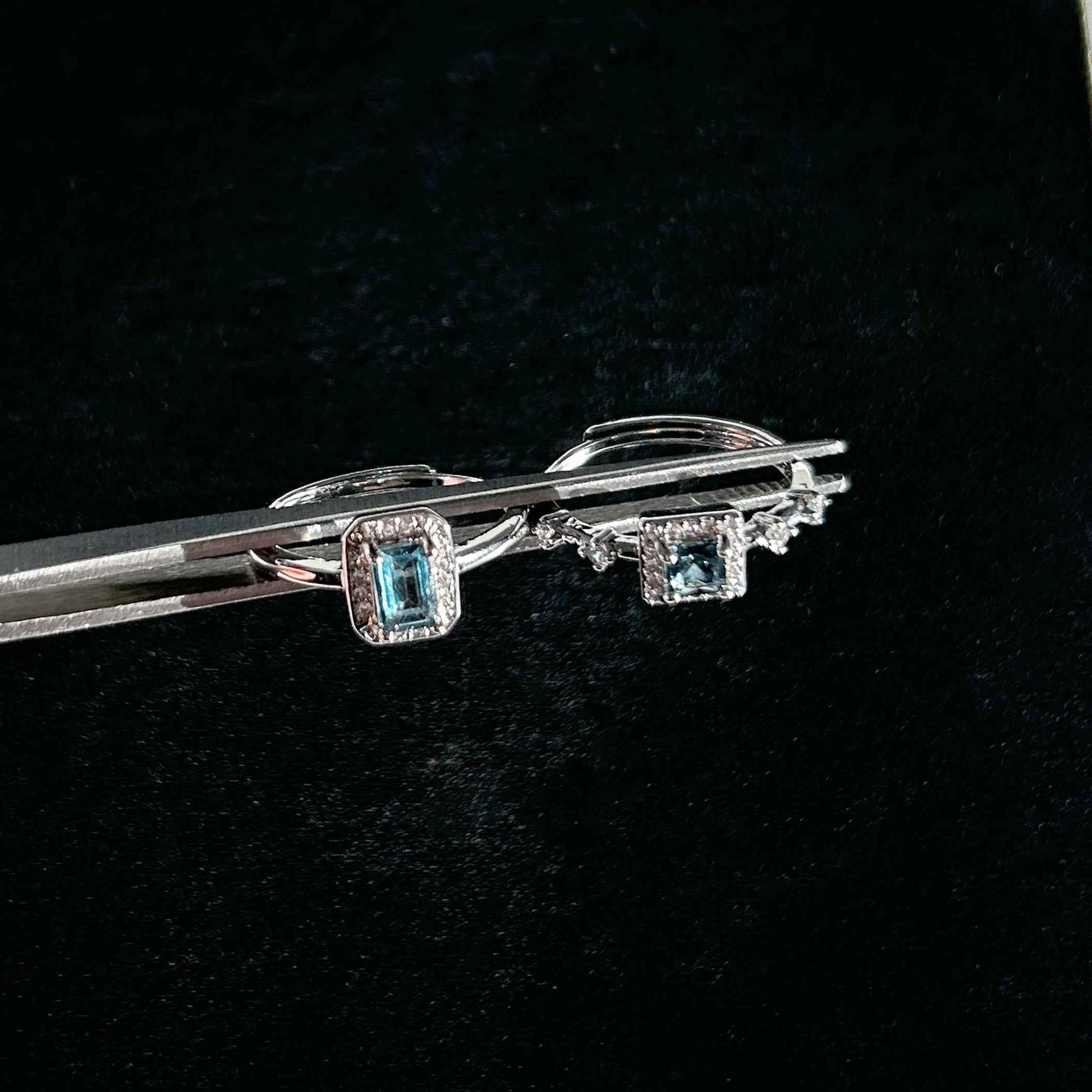 Topaz London Blue Adjustable Silver Ring with Zircon