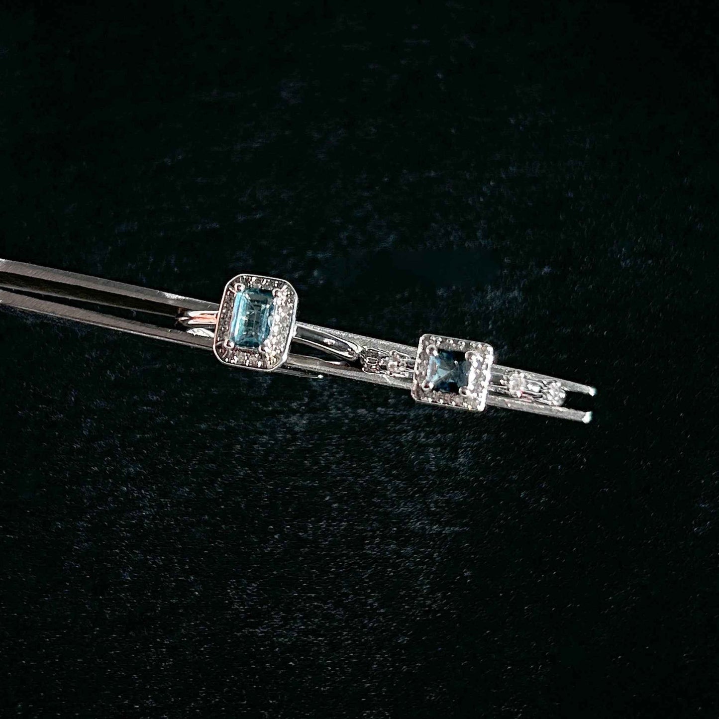 Topaz London Blue Adjustable Silver Ring with Zircon