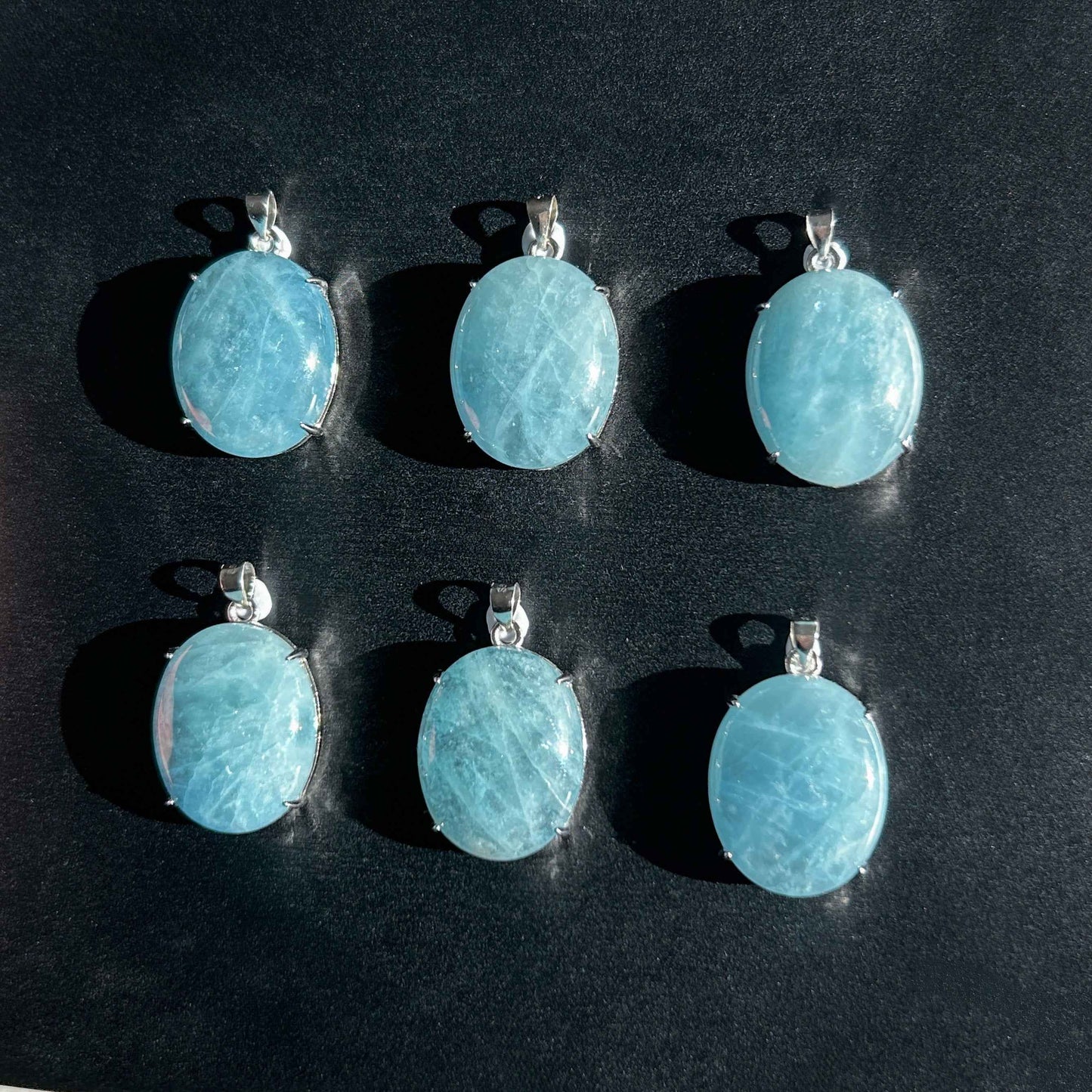 Aquamarine with Glitter 925 Sterling Silver Pendant (chain excluded)