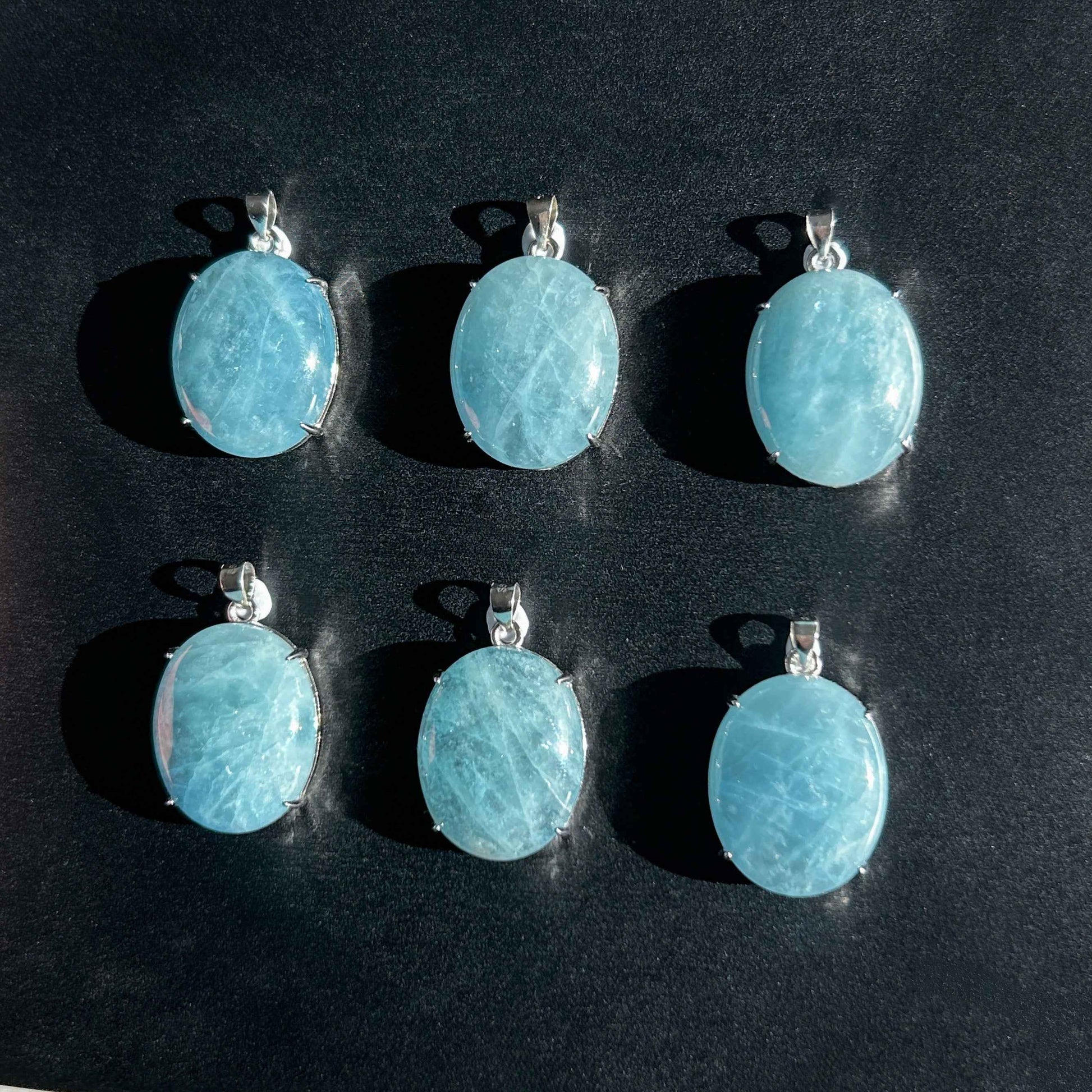 Aquamarine with Glitter 925 Sterling Silver Pendant (chain excluded)