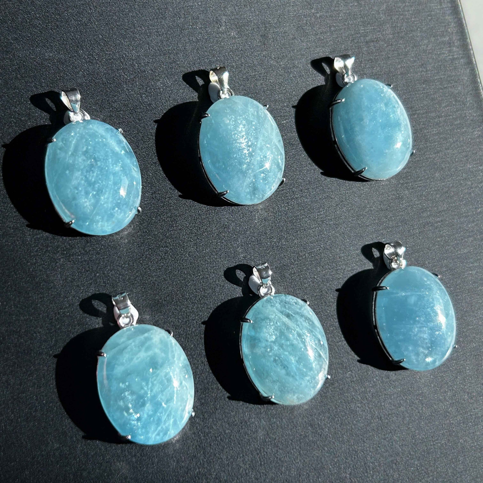 Aquamarine with Glitter 925 Sterling Silver Pendant (chain excluded)