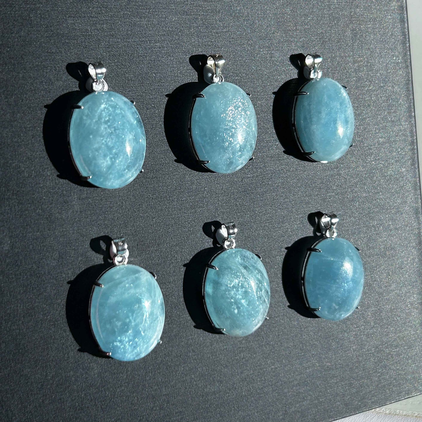 Aquamarine with Glitter 925 Sterling Silver Pendant (chain excluded)