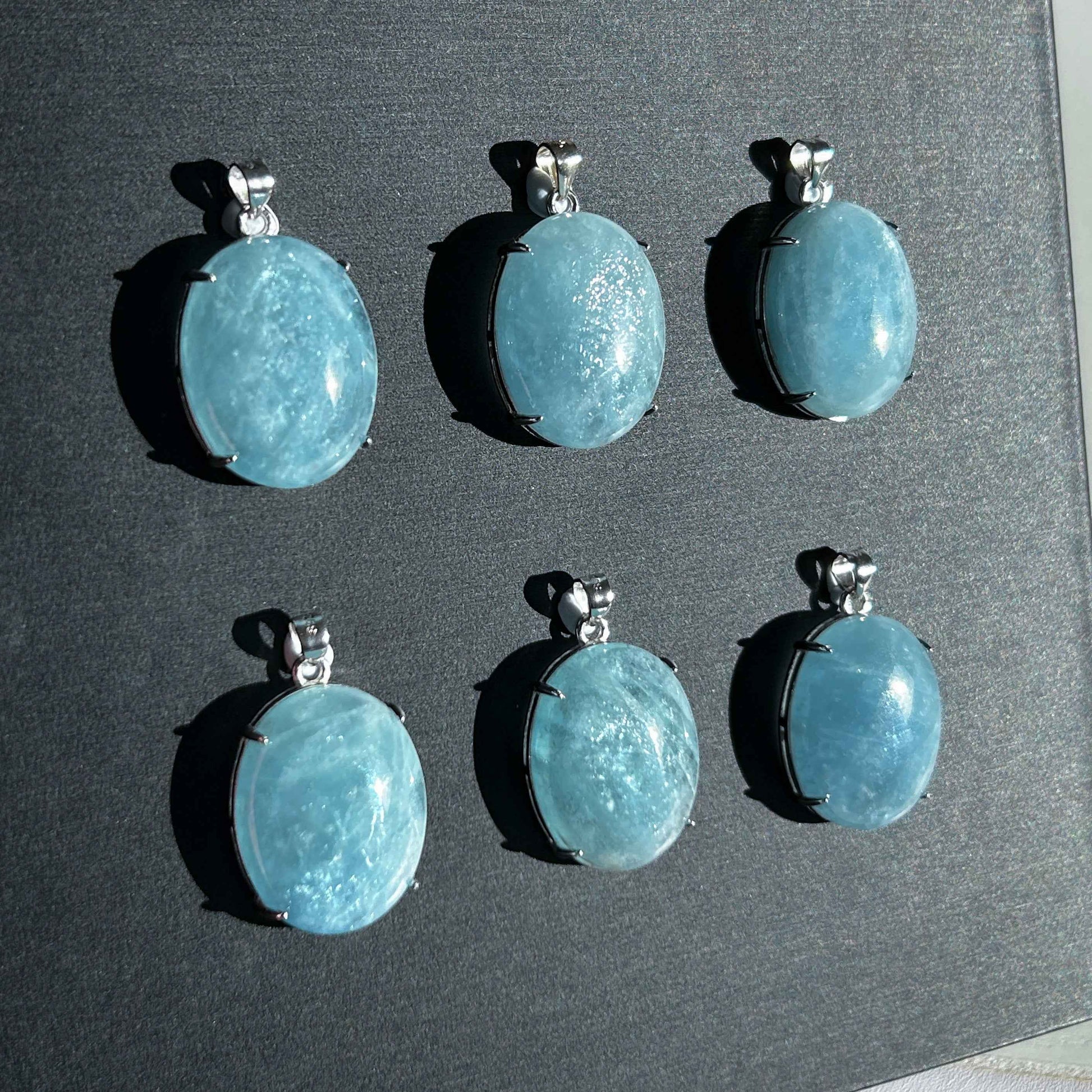 Aquamarine with Glitter 925 Sterling Silver Pendant (chain excluded)