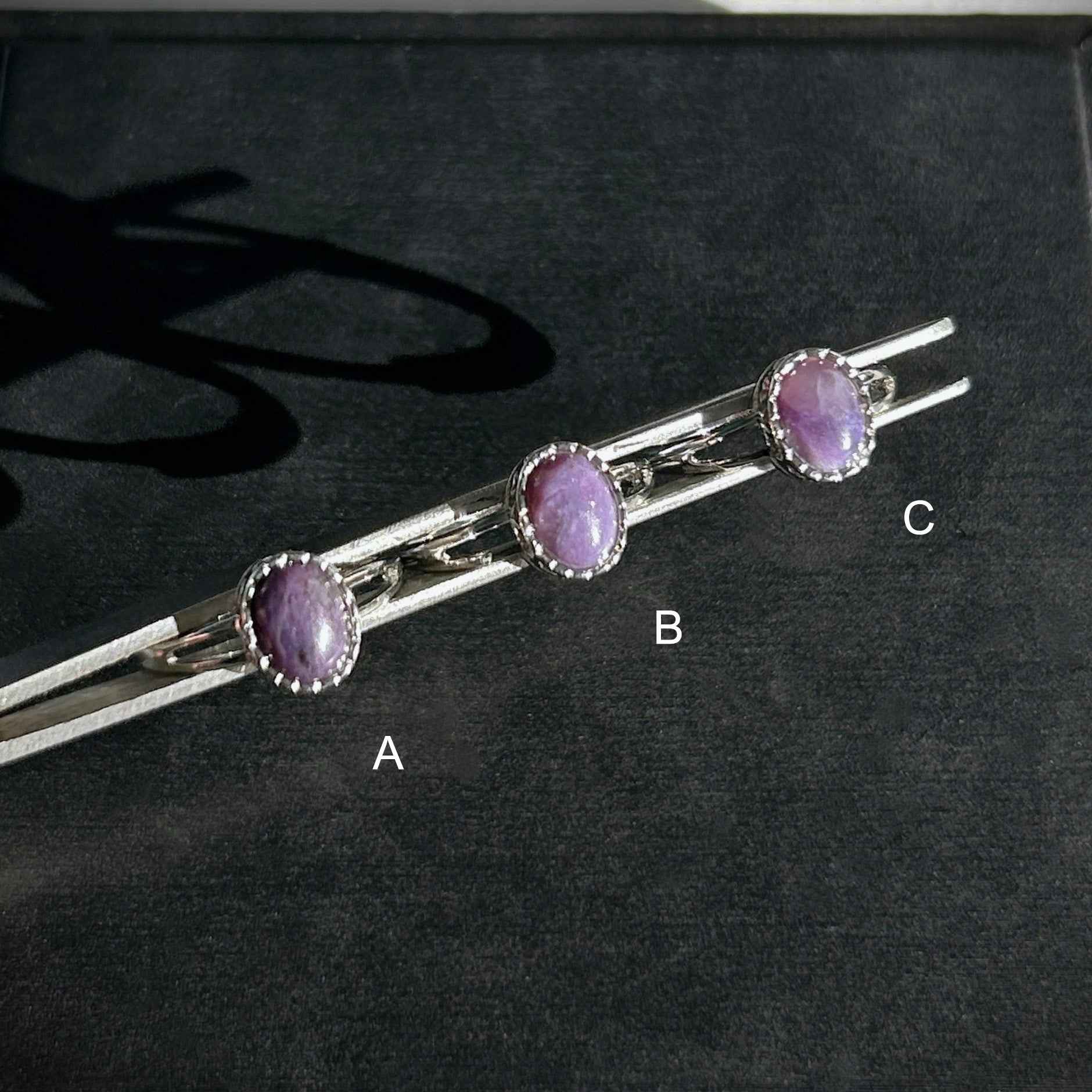 Rare Charoite Adjustable Silver Ring