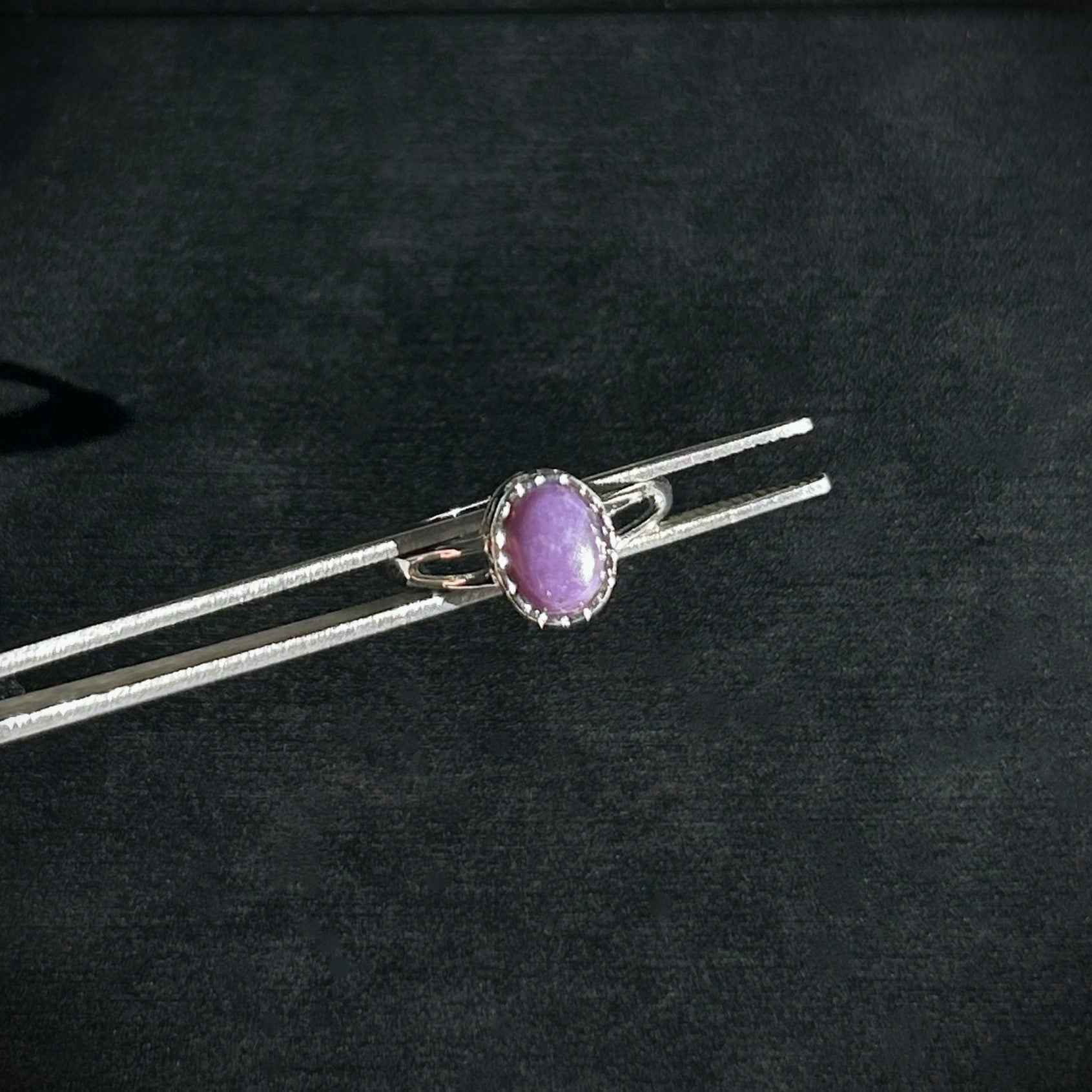 Rare Charoite Adjustable Silver Ring