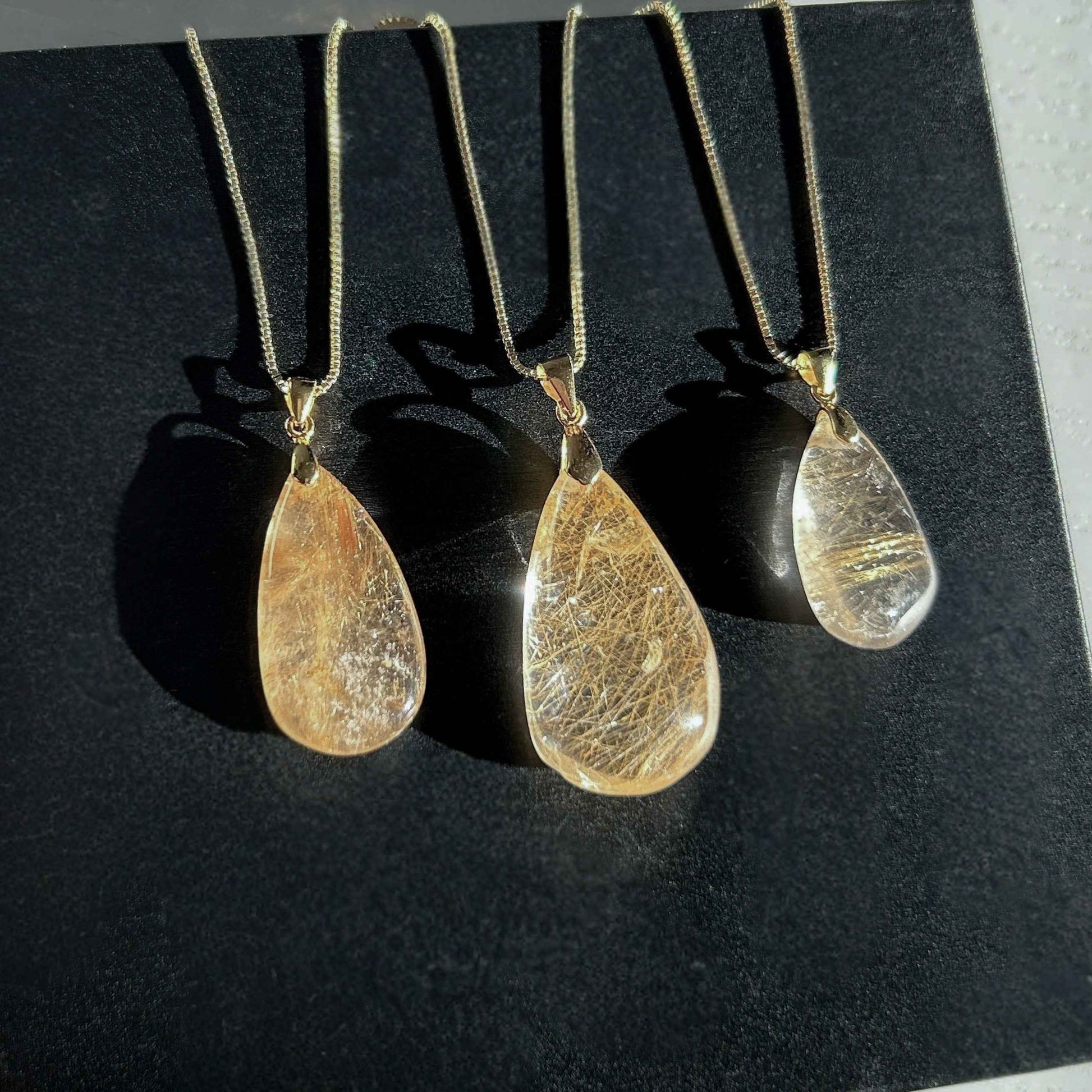 Rare Golden Rutilated Quartz 14k Gold Pendant