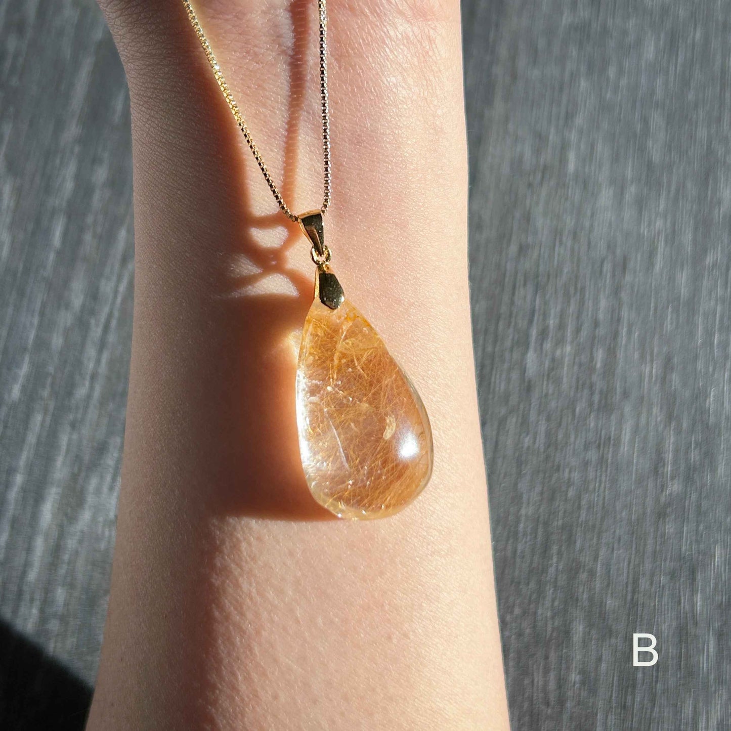 Rare Golden Rutilated Quartz 14k Gold Pendant