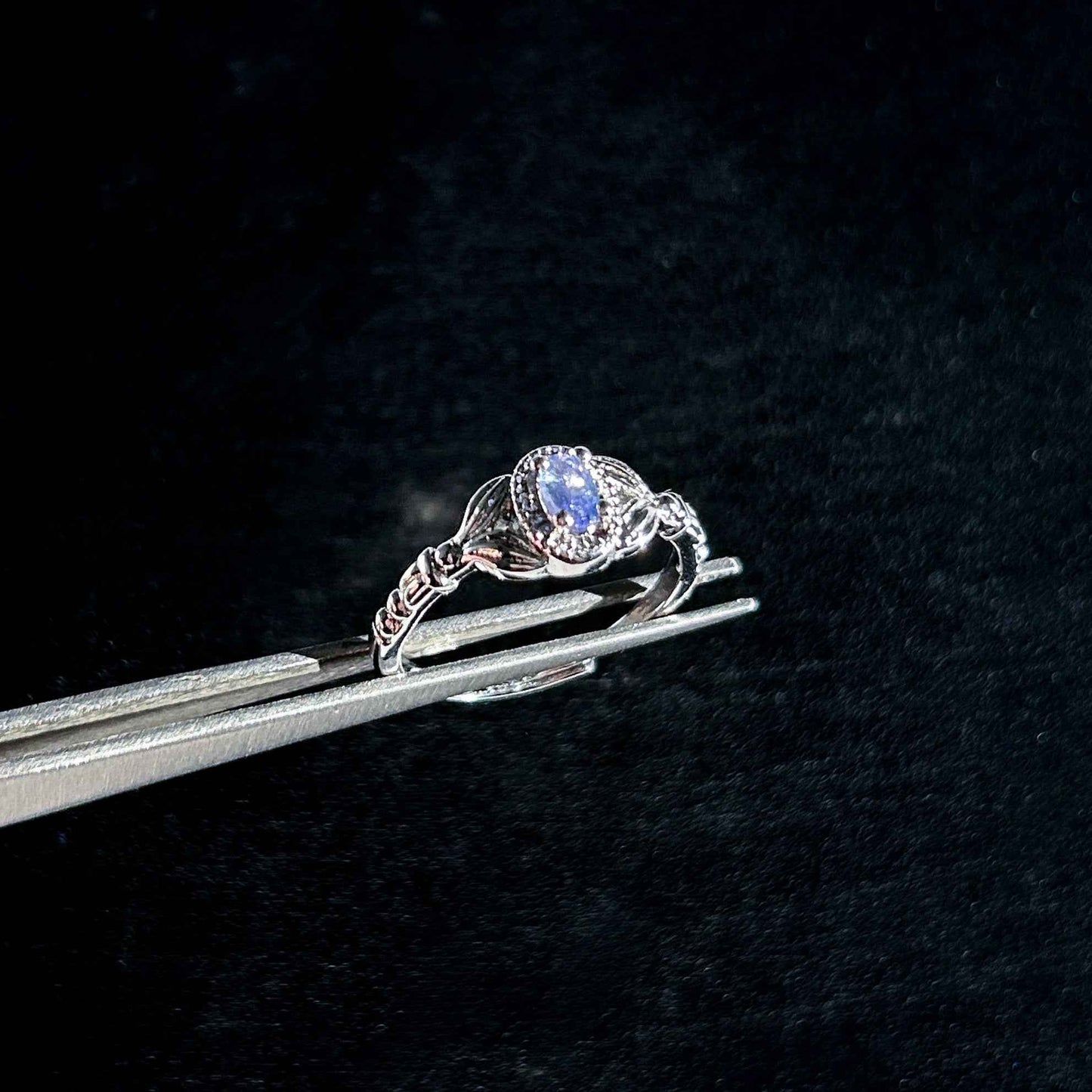 Rare Tanzanite in Oval Adjustable Silver Ring