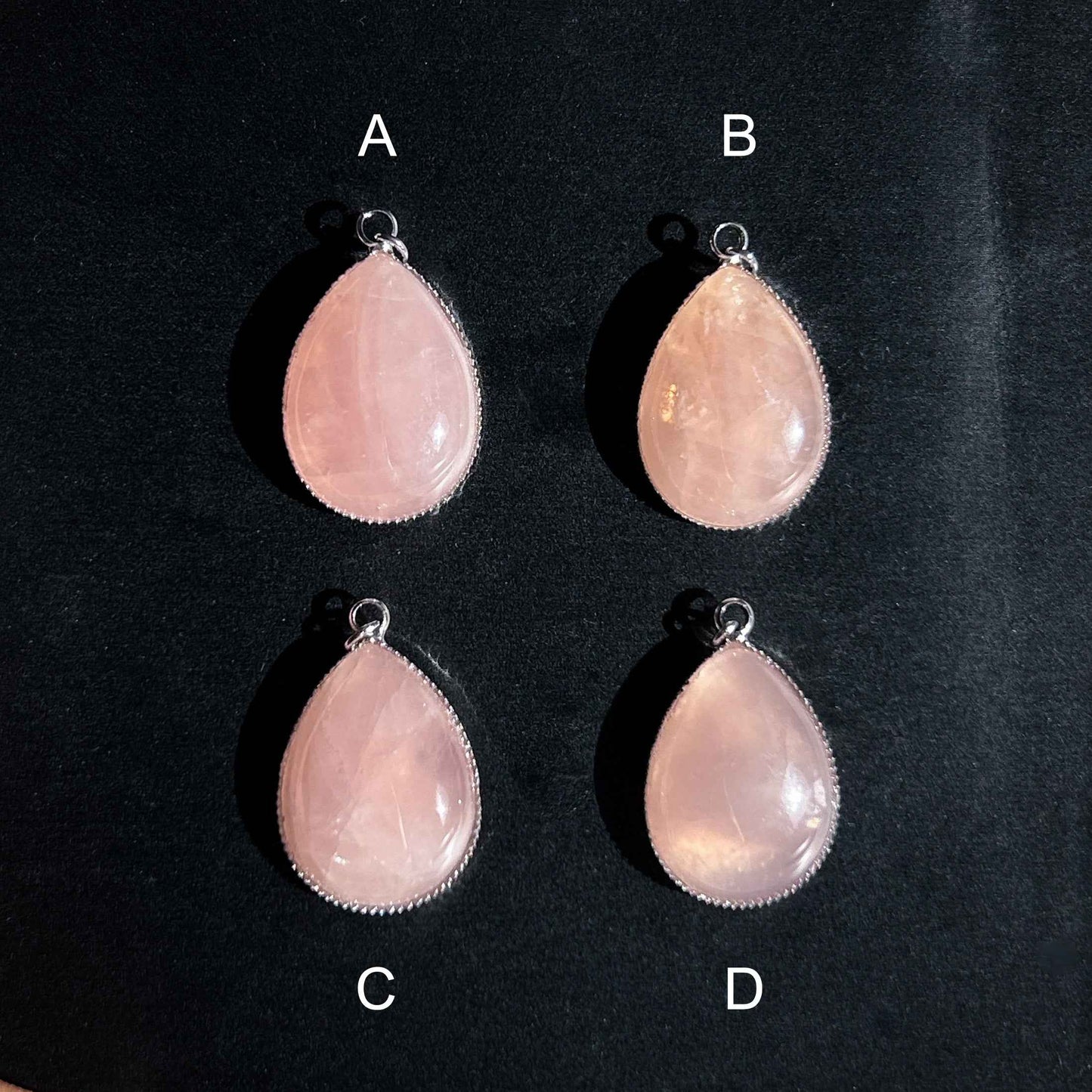 Natural Rose Quartz Silver Pendant (chain excluded)