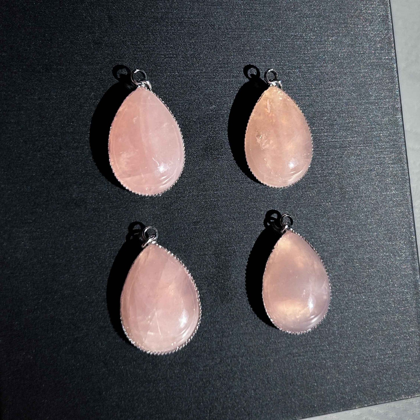 Natural Rose Quartz Silver Pendant (chain excluded)