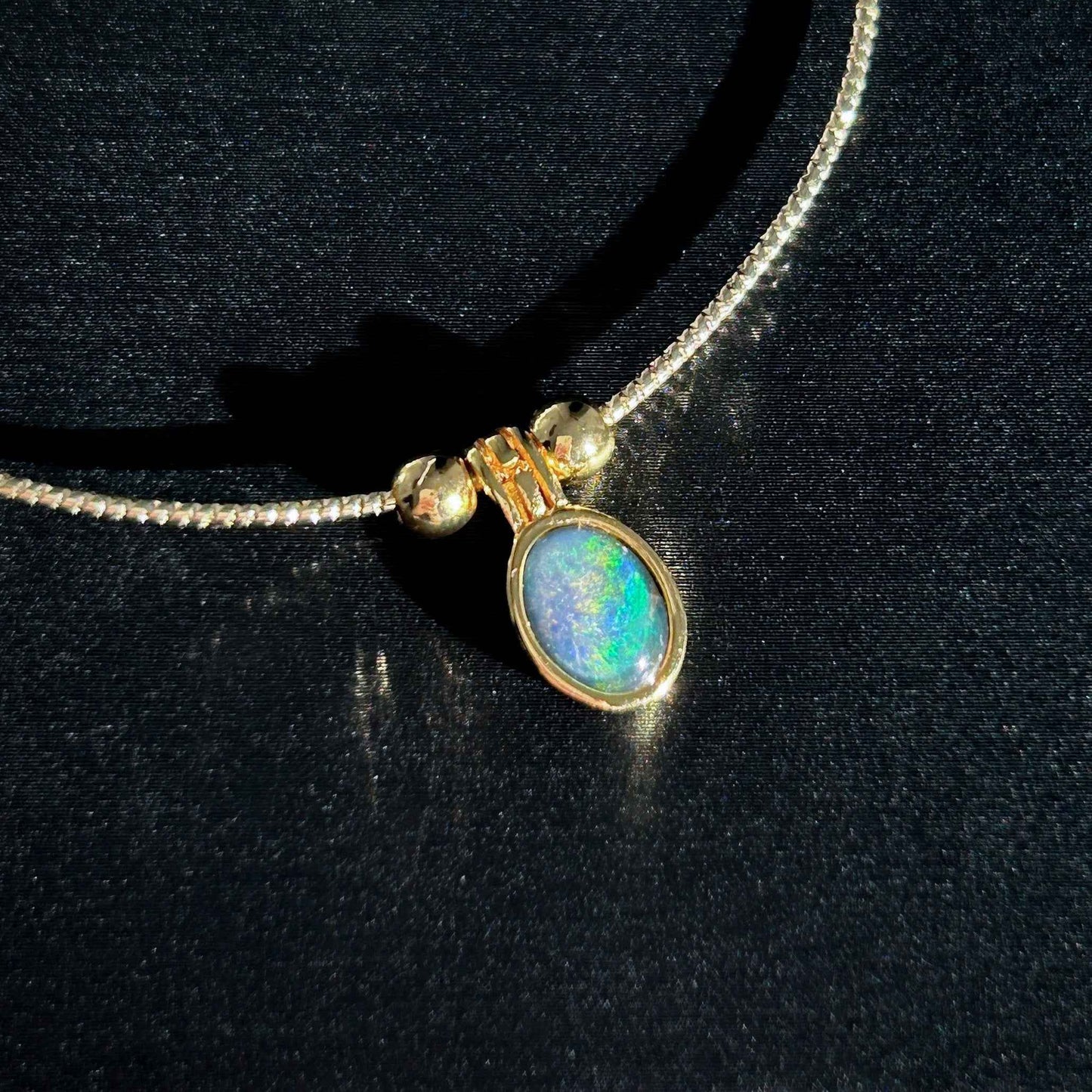 High Quality Australian Natural Rainbow Mini Opal 14k Gold Adjustable Bracelet