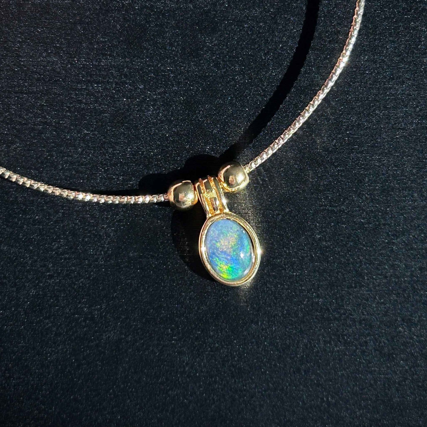 High Quality Australian Natural Rainbow Mini Opal 14k Gold Adjustable Bracelet