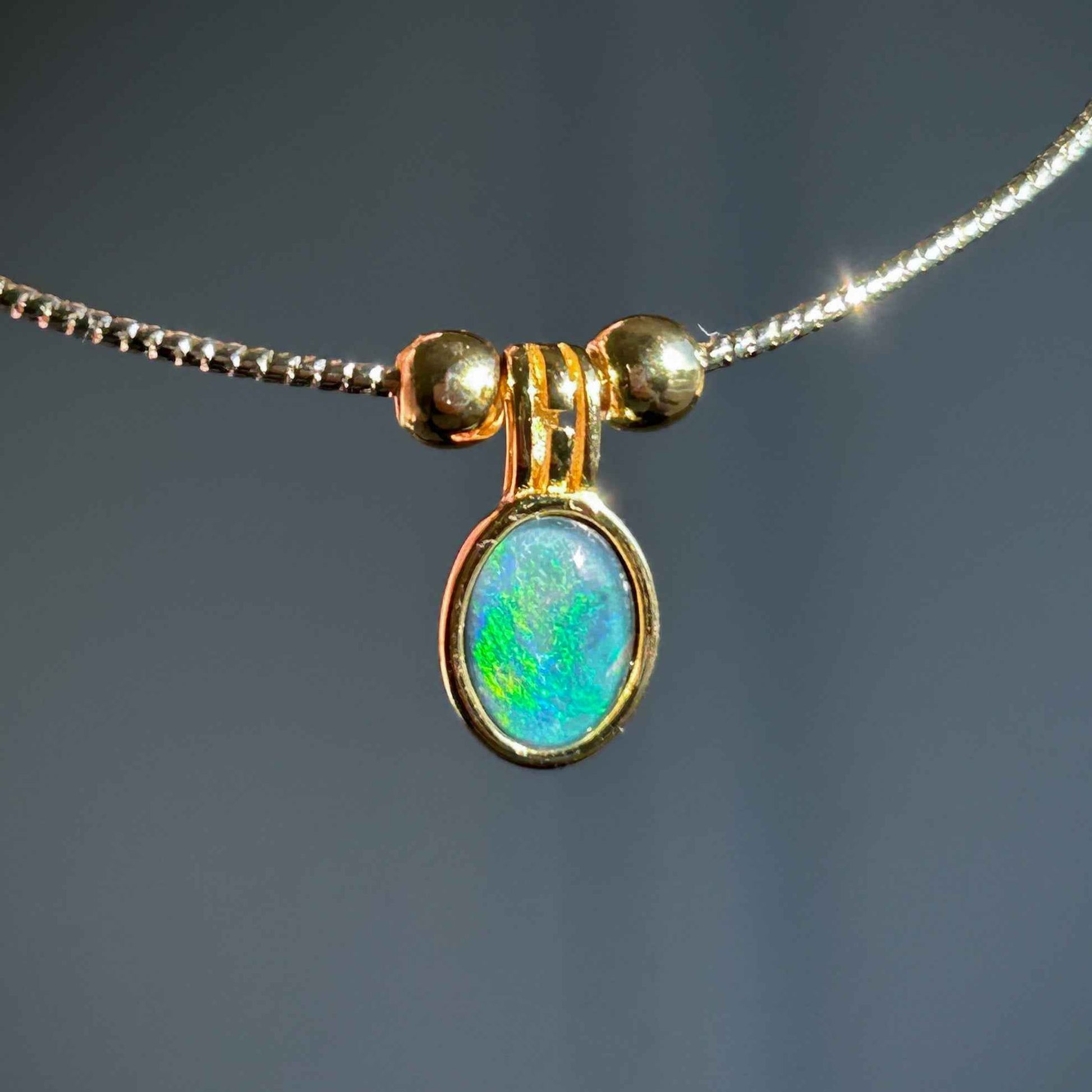 High Quality Australian Natural Rainbow Mini Opal 14k Gold Adjustable Bracelet