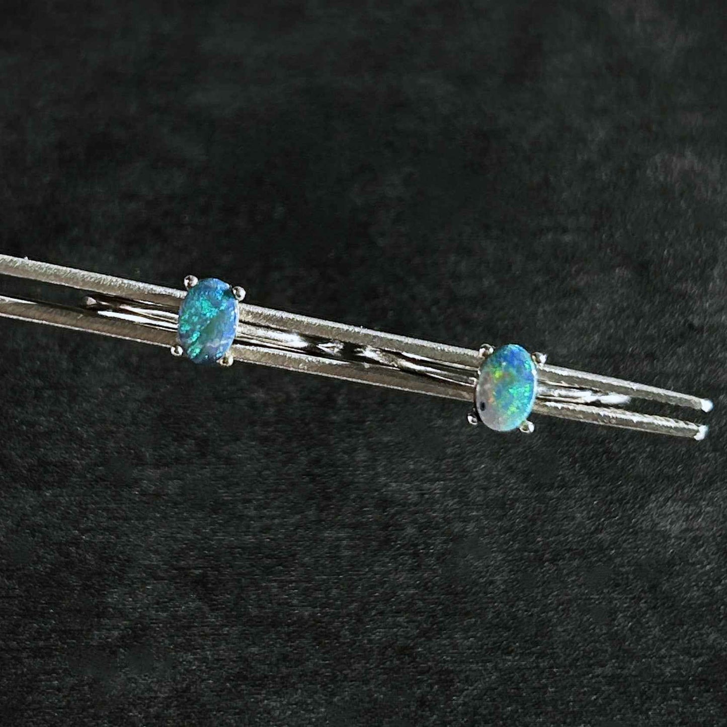 Australian Rainbow Blue Opal Adjustable 925 Sterling Silver Ring