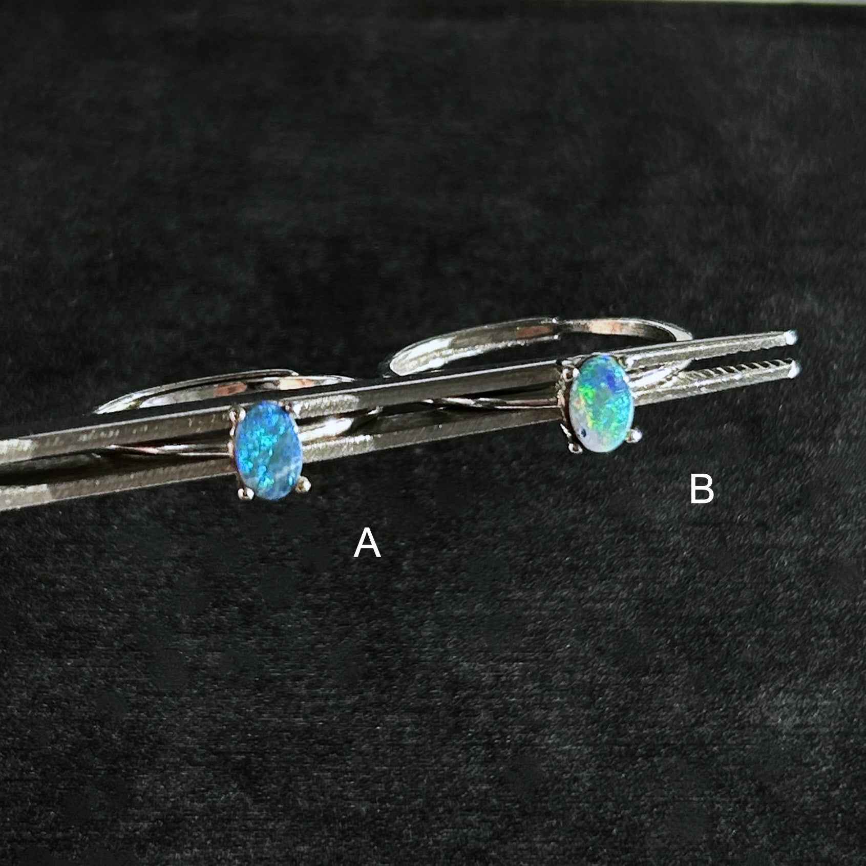 Australian Rainbow Blue Opal Adjustable 925 Sterling Silver Ring