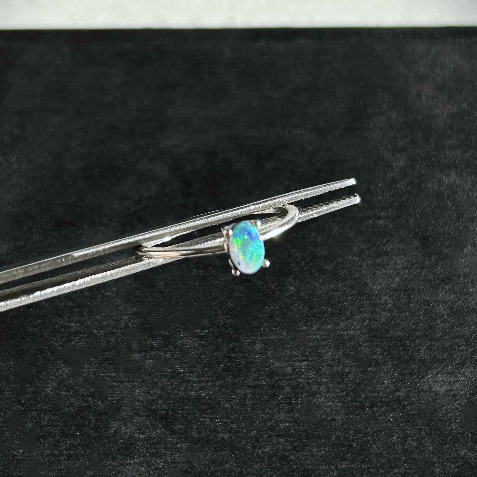 Australian Rainbow Blue Opal Adjustable 925 Sterling Silver Ring