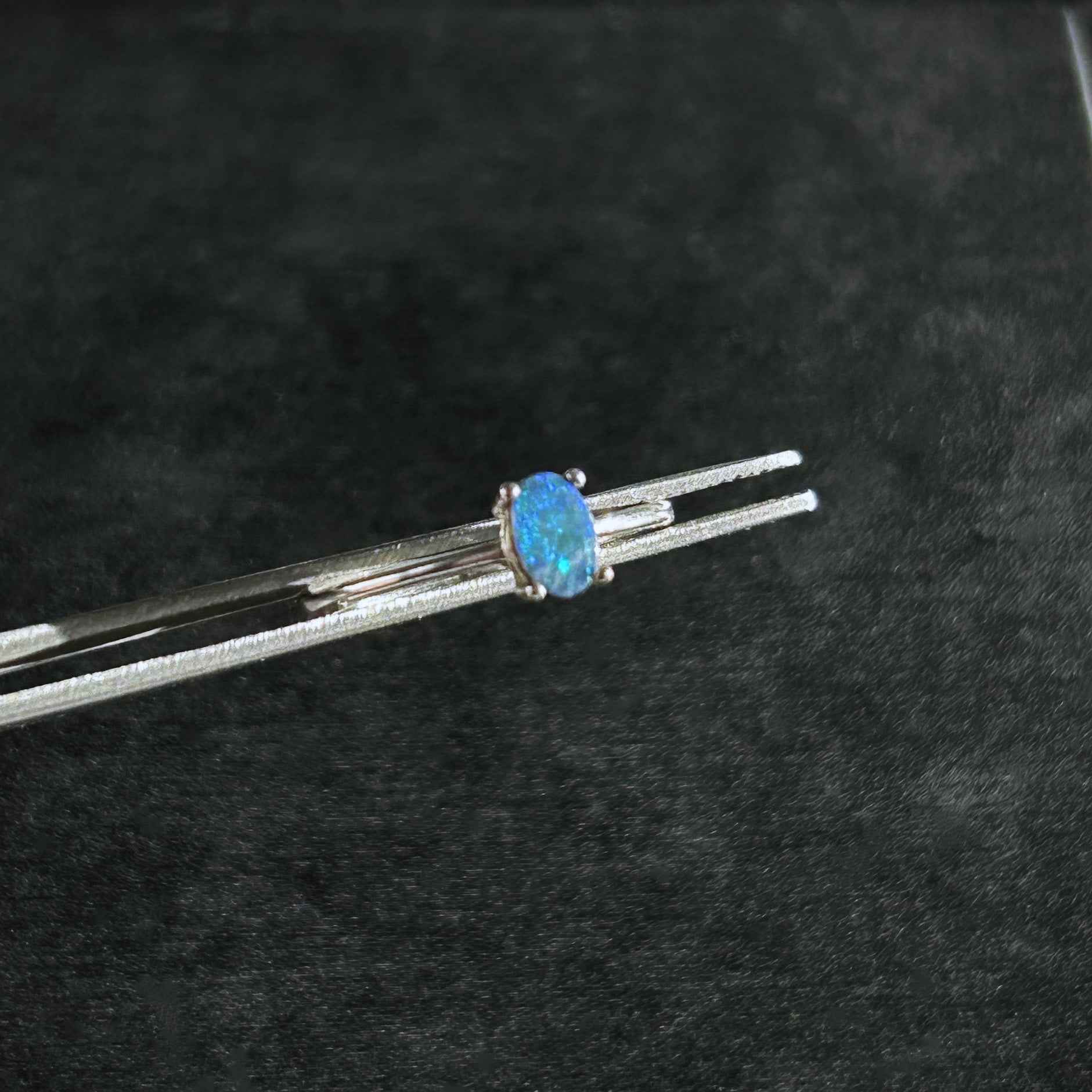 Australian Rainbow Blue Opal Adjustable 925 Sterling Silver Ring