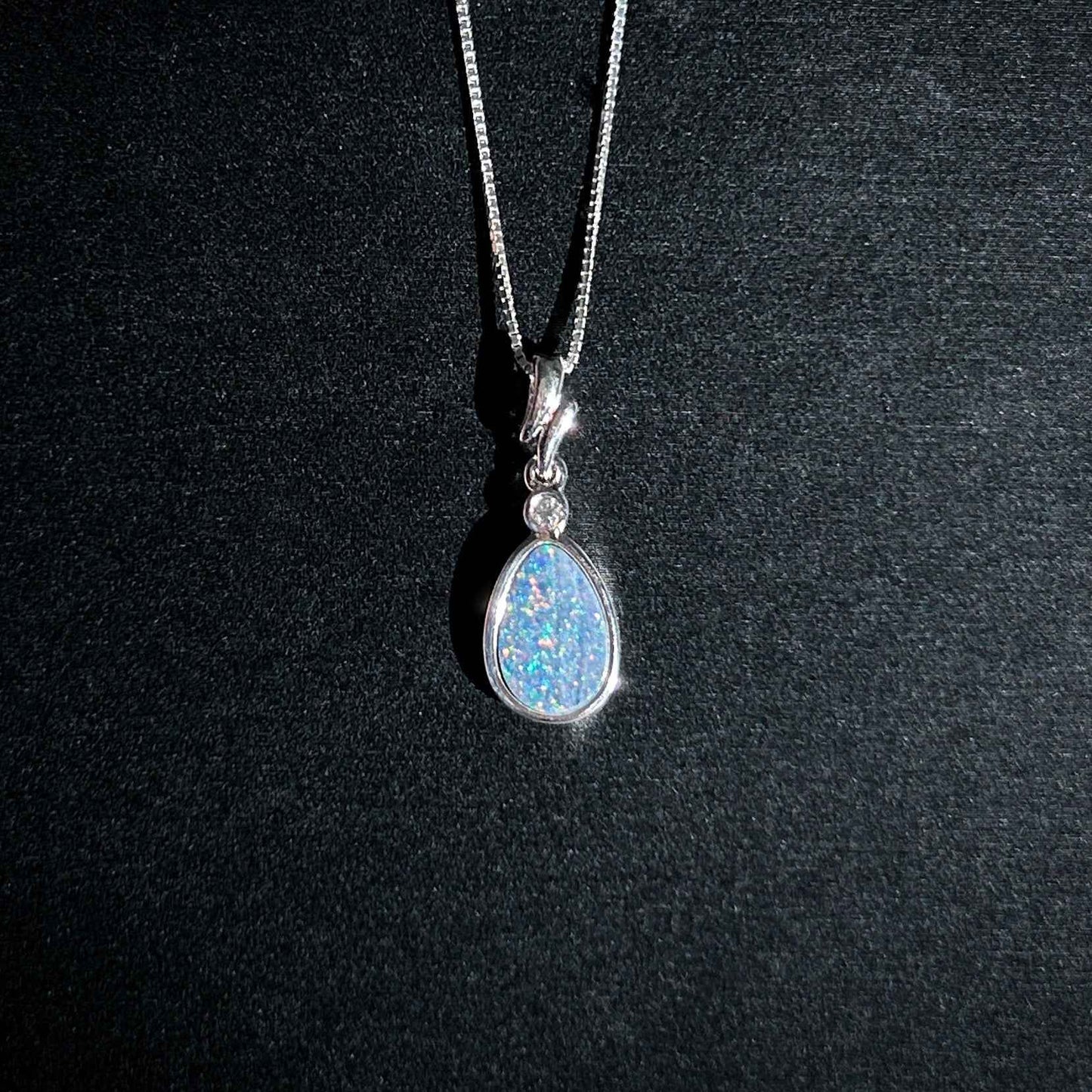 High Quality Australian Rainbow Blue Opal 925 Sterling Silver Pendant