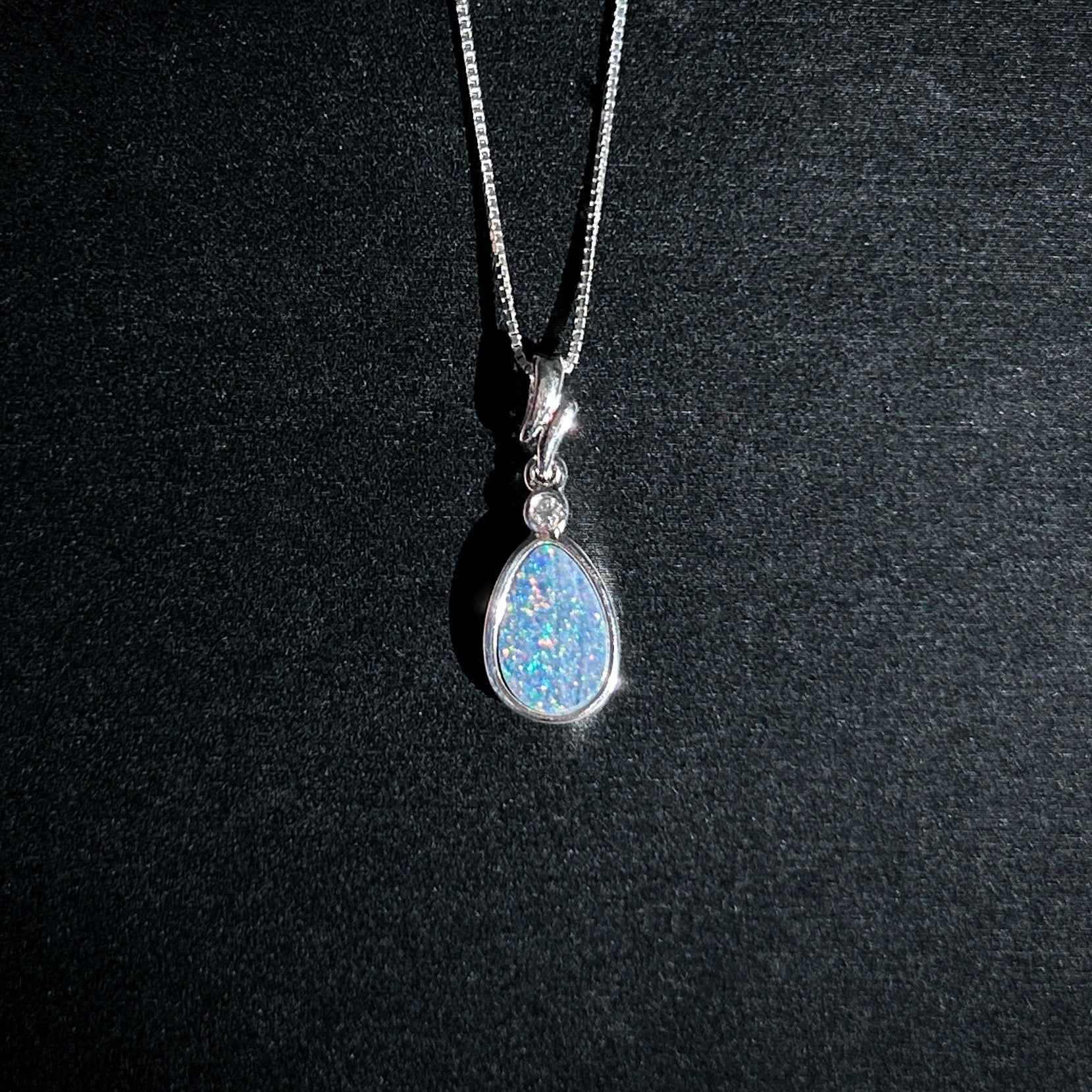 High Quality Australian Rainbow Blue Opal 925 Sterling Silver Pendant