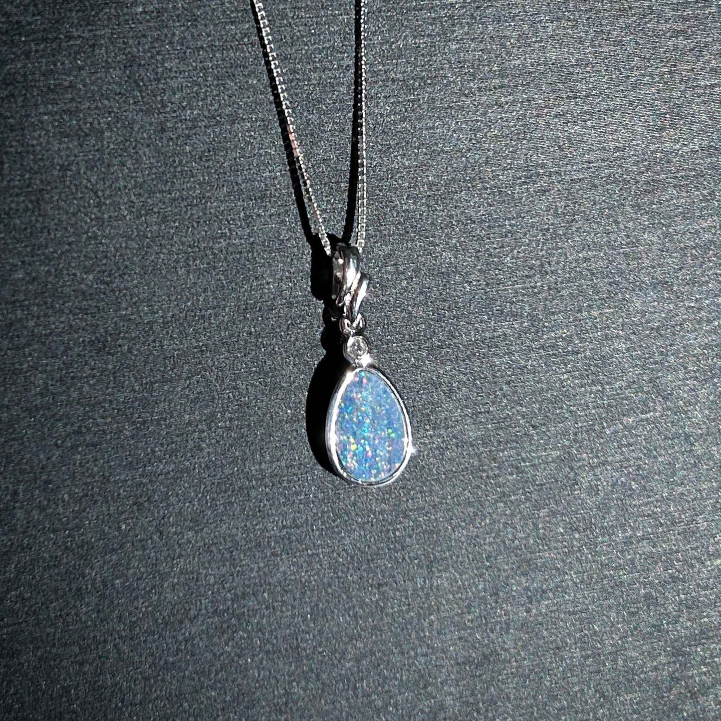 High Quality Australian Rainbow Blue Opal 925 Sterling Silver Pendant