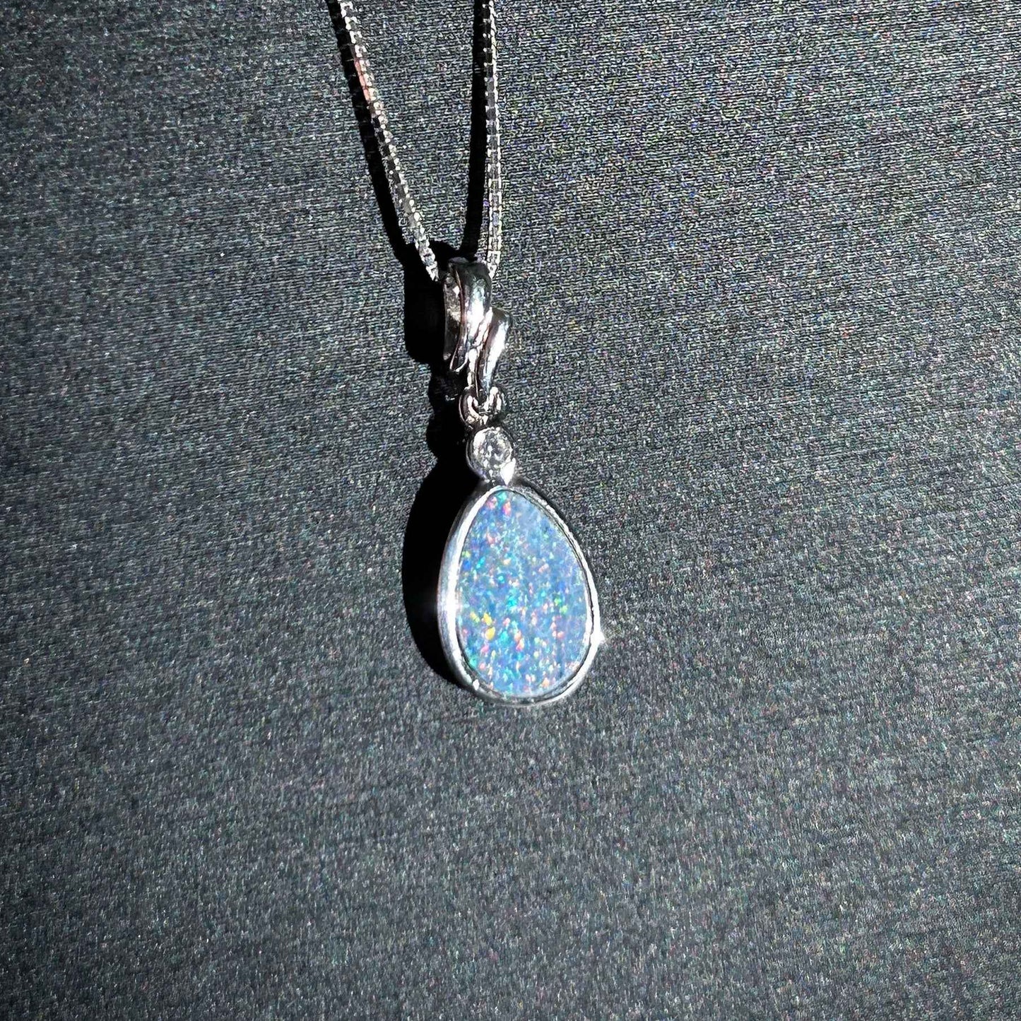 High Quality Australian Rainbow Blue Opal 925 Sterling Silver Pendant