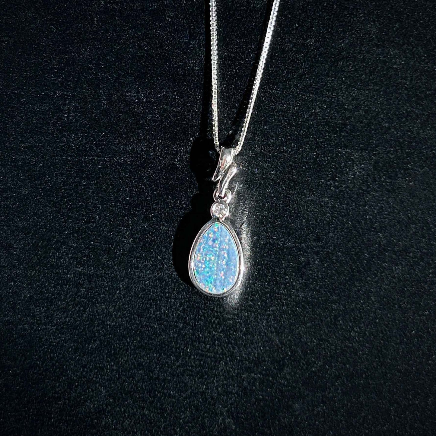 High Quality Australian Rainbow Blue Opal 925 Sterling Silver Pendant