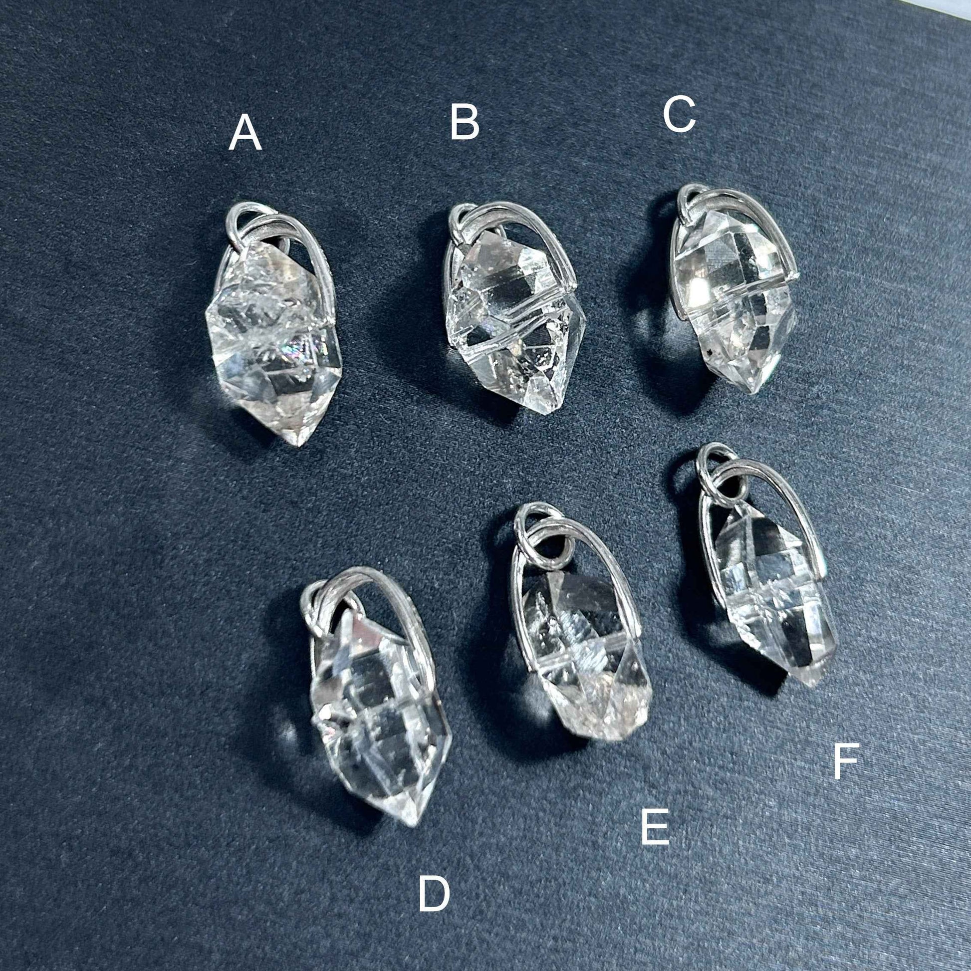 Rare Natural Faceted Herkimer Diamond 925 Sterling Silver Pendant (chain excluded)