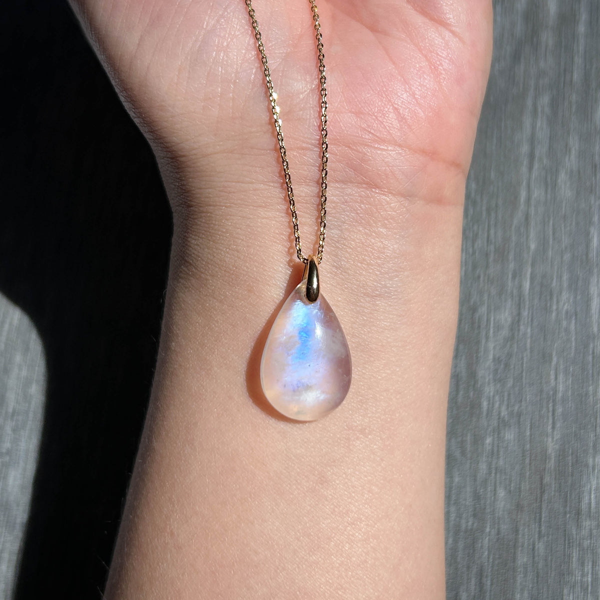 Blue Moonstone 14k Gold Pendant Necklace