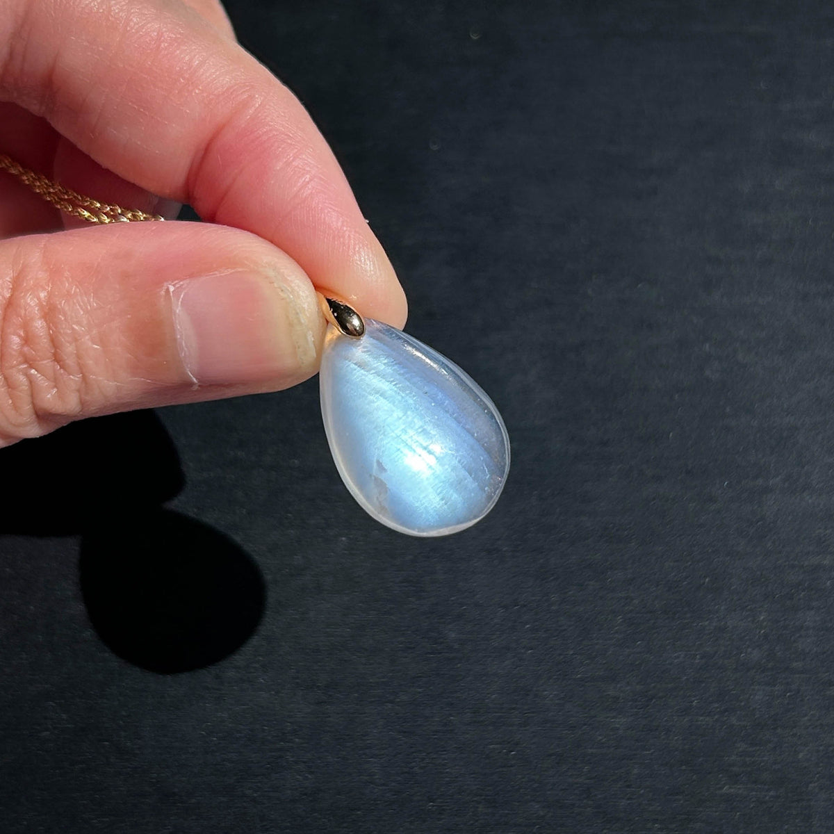 Blue Moonstone 14k Gold Pendant Necklace