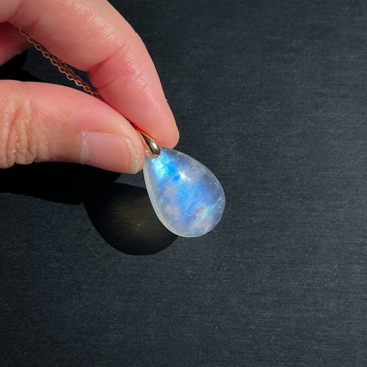 Blue Moonstone 14k Gold Pendant Necklace